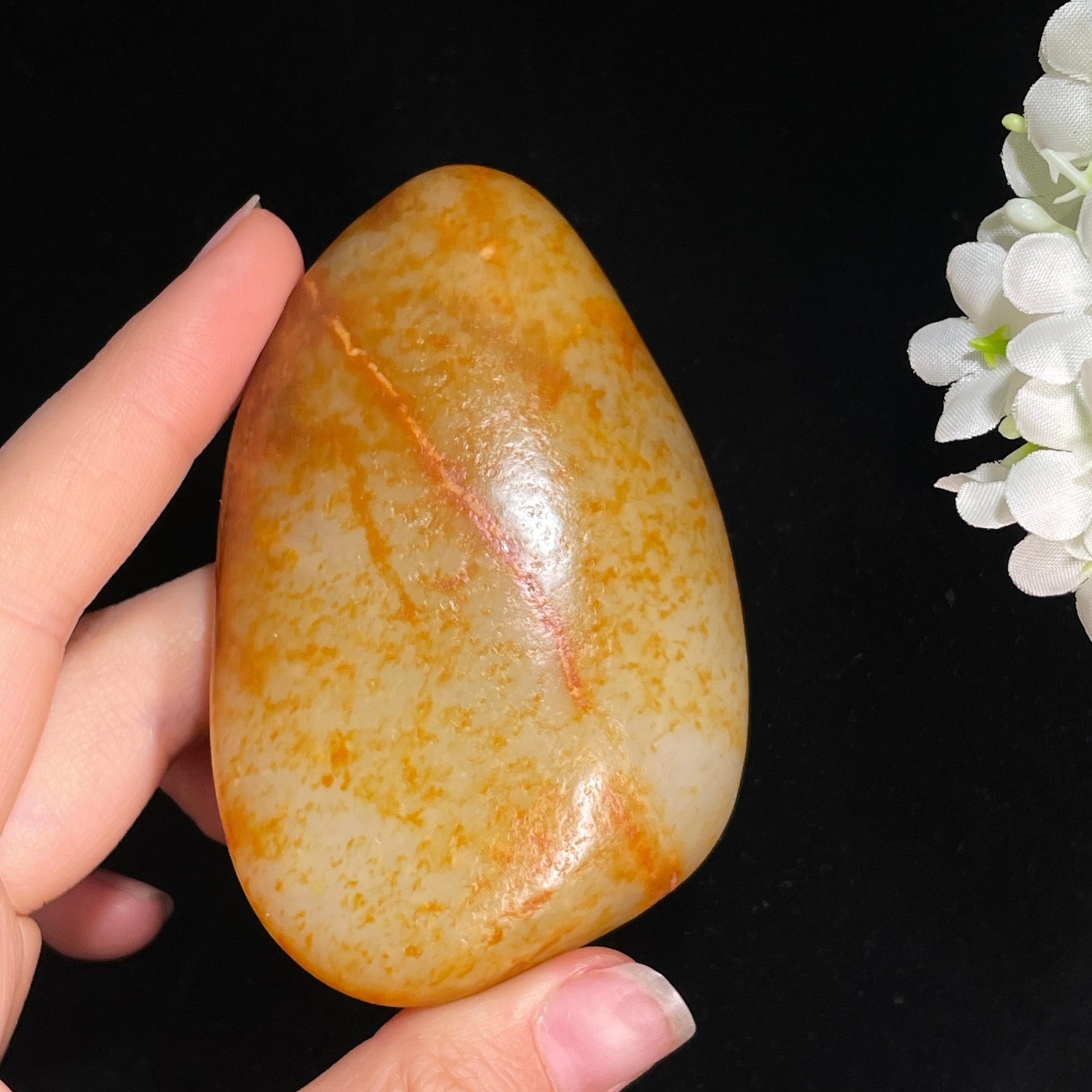 和田玉白玉“金雨落玉”通体洒金皮籽料（yc416665）