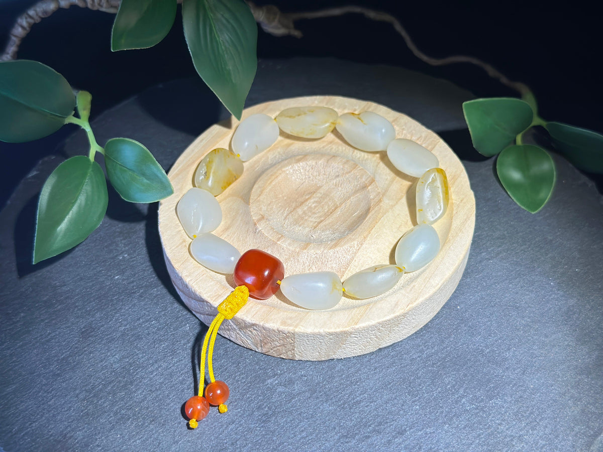 和田玉.籽料洒金皮原籽手串（11颗）（yc787340）