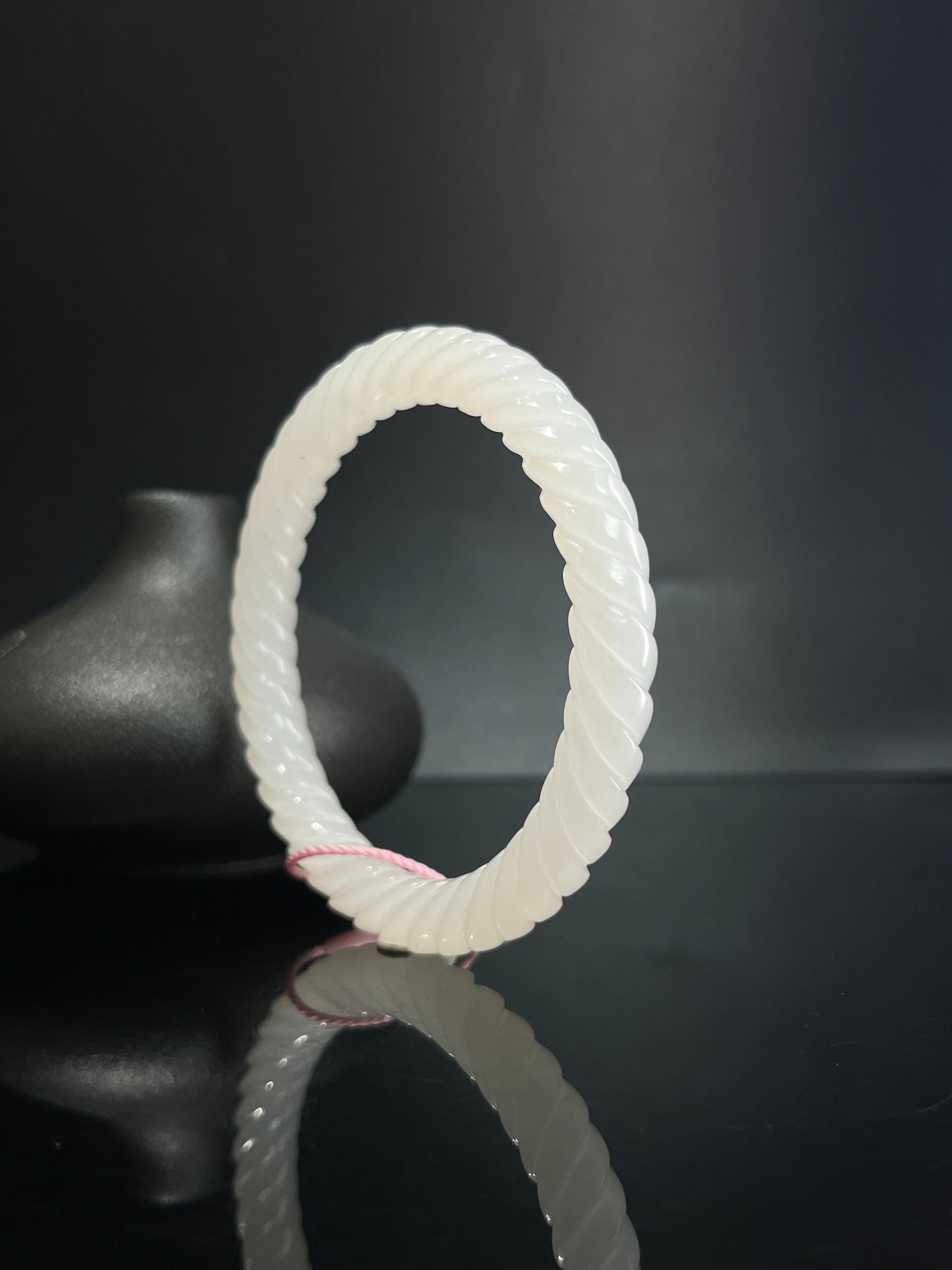 天然和田玉白玉时来运转手镯（多圈口库存）（yc242053）