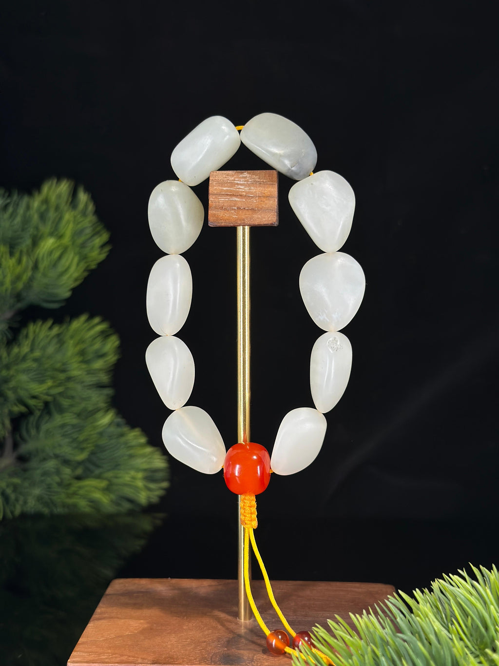 广告流，新疆和田玉青花光白籽原籽手串（10颗）（yc460856）