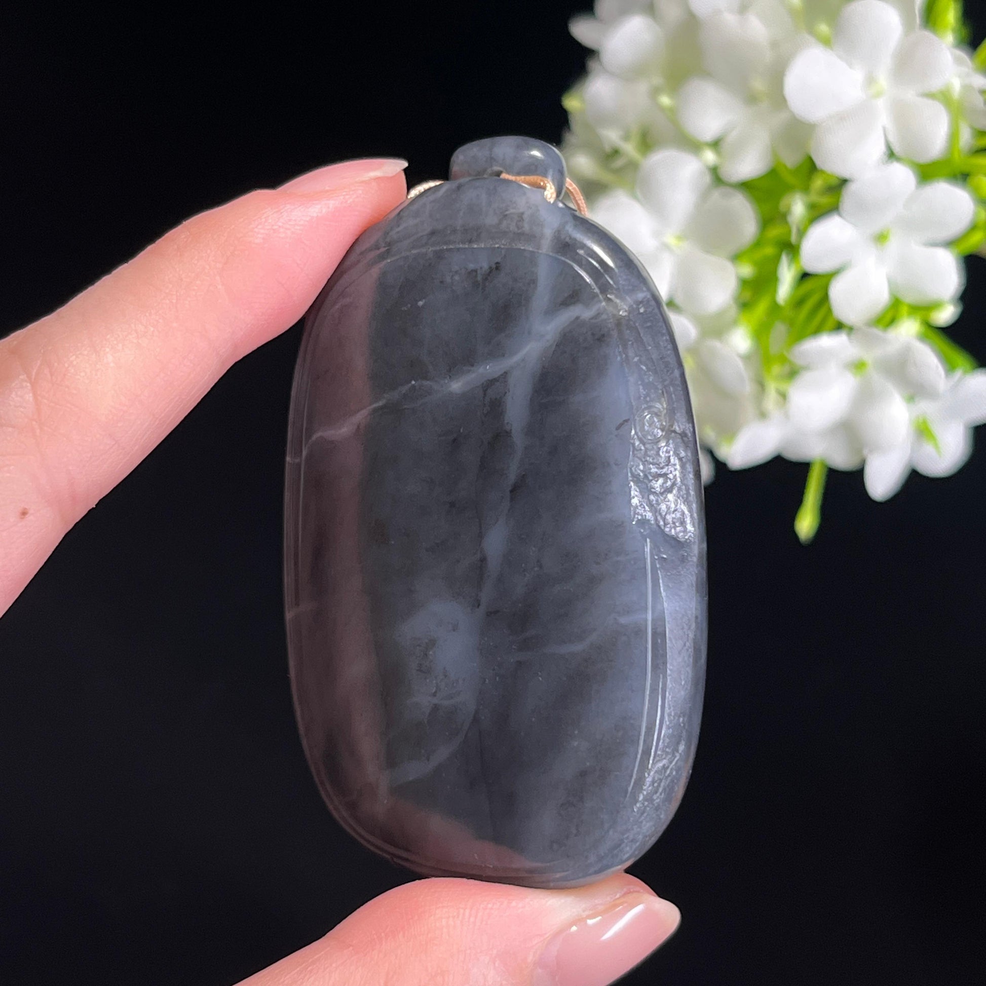 天然和田玉“水墨含章”籽料青花平安无事牌（yc339114）