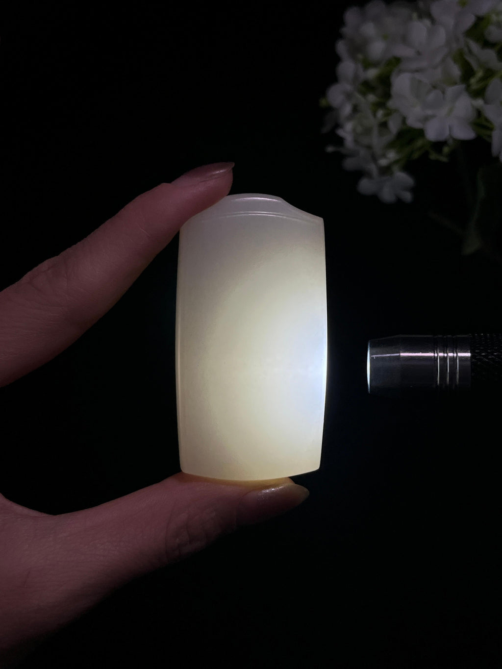 和田玉白玉平安无事牌（yc250401）