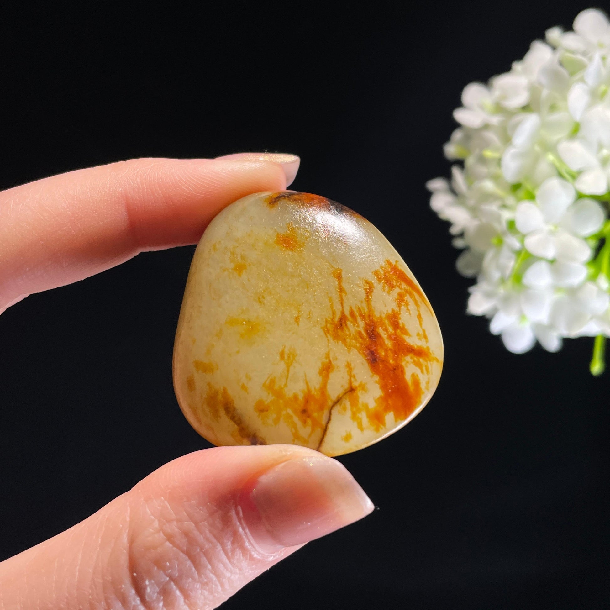 和田玉暖白种聚红皮“秋山晓色”籽料原石（yc311832）