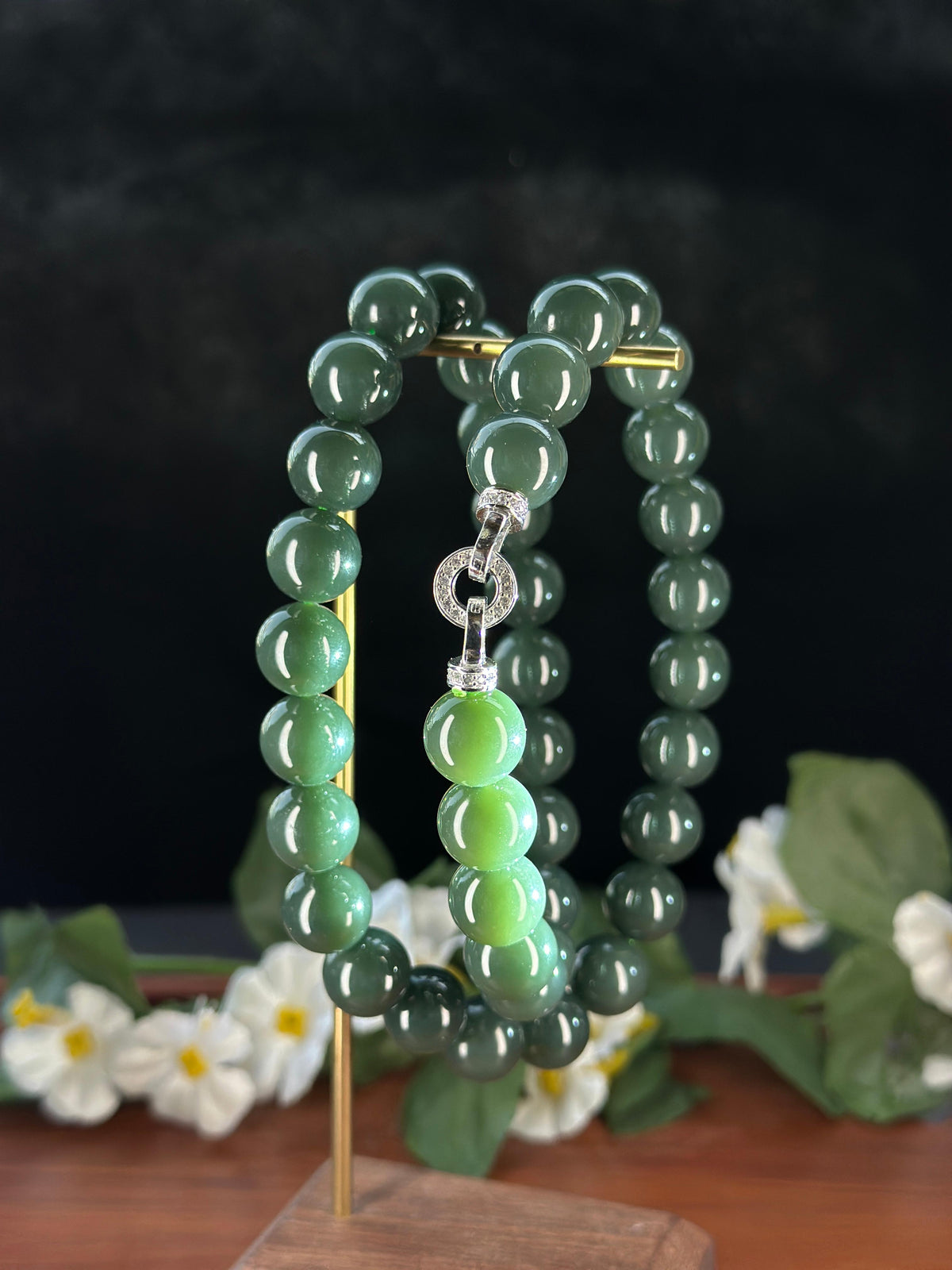 和田玉且末蓝圆珠项链（40颗）（yc740937）