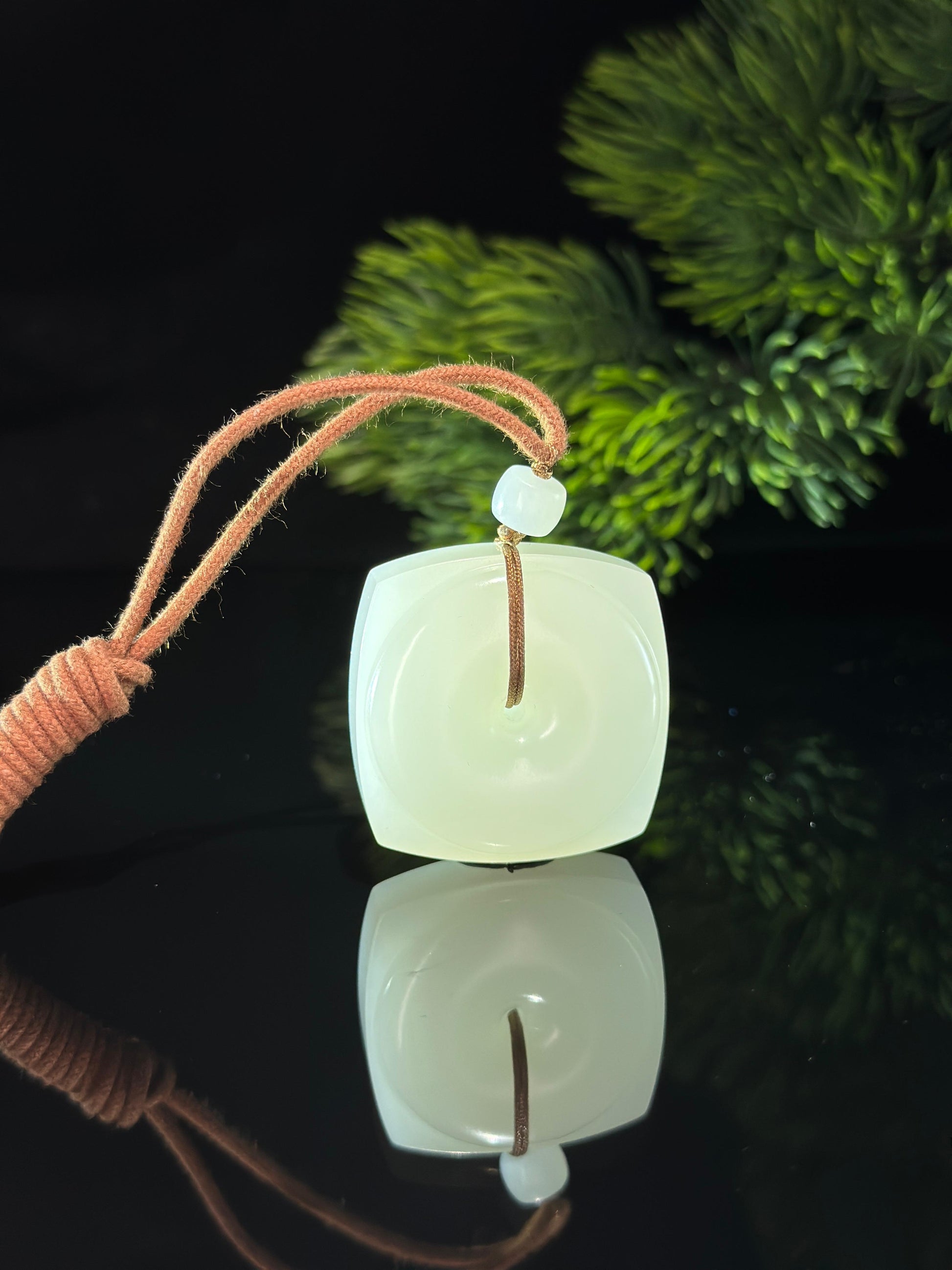 和田玉精品羊脂白玉方形平安扣（yc682125）