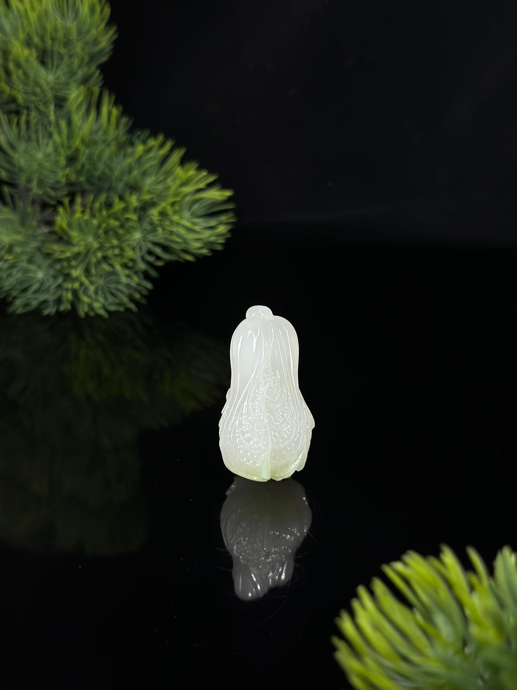 和田玉白玉百财聚来白菜雕刻挂件（yc484408）