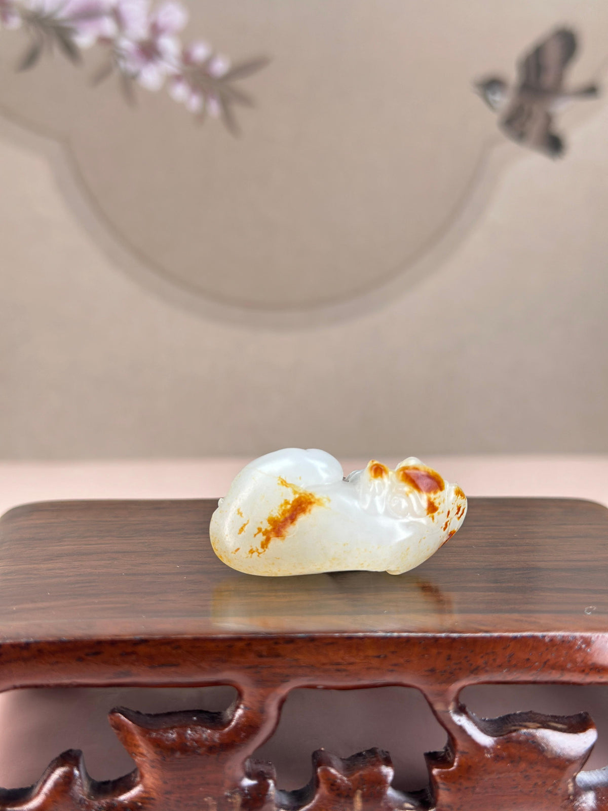 珍品新疆和田玉红皮白肉貔貅籽料挂件（yc766128）