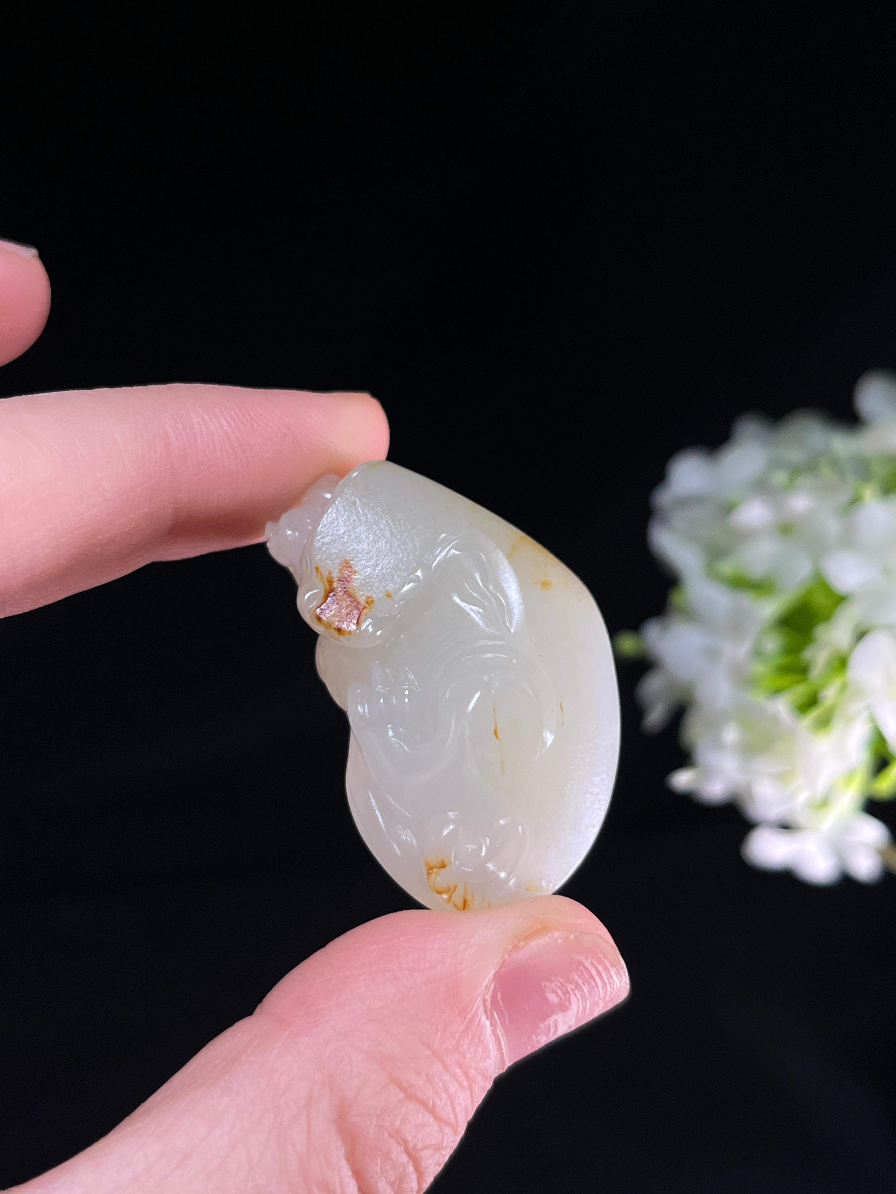 和田玉白玉貔貅雕刻件（yc251756） – 添福玉器