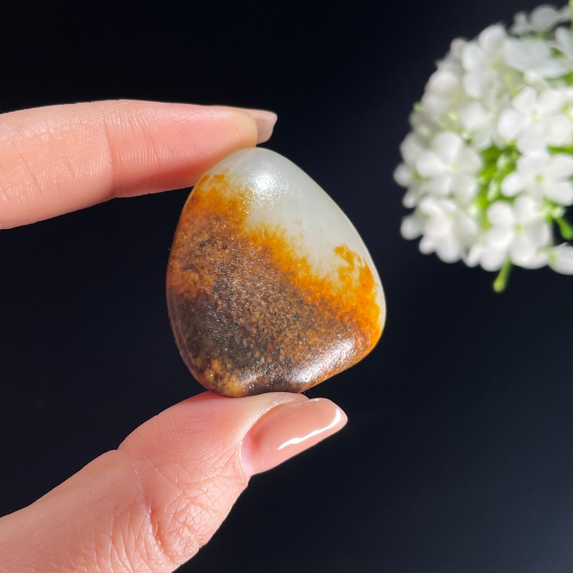 2026.4.9广告流，和田玉白玉“烟霞映璧”聚红皮籽料（yc386321）