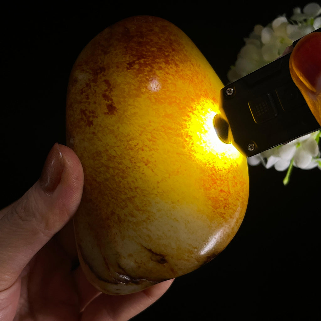 和田玉白玉“赤霞漫野”洒金皮聚红皮籽料（yc384271）