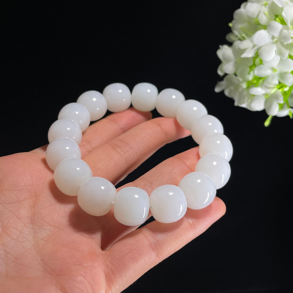 和田玉白玉老型珠手串（yc338111）