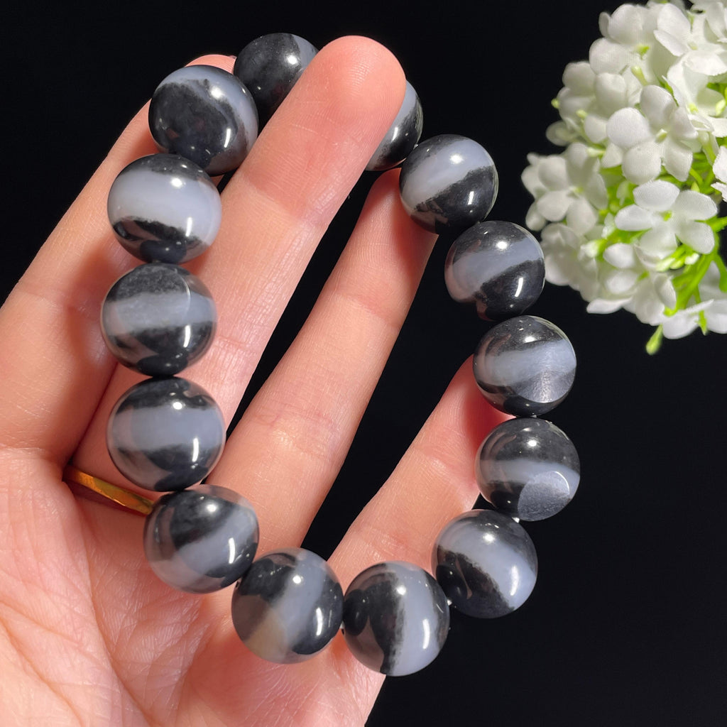 和田玉籽料青花一线天手串（卡16）（yc335746）