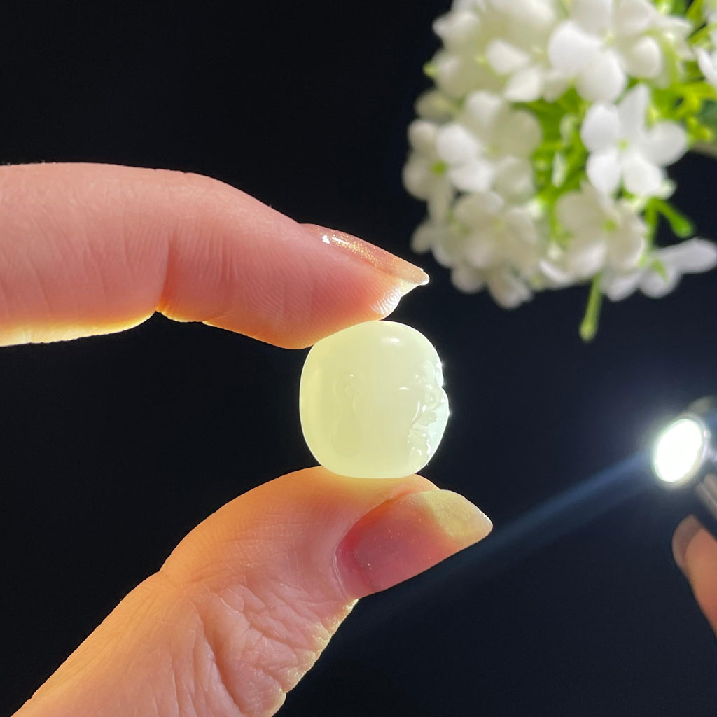 新疆天然和田玉“圆融喜乐”佛头雕刻挂件（yc313981）