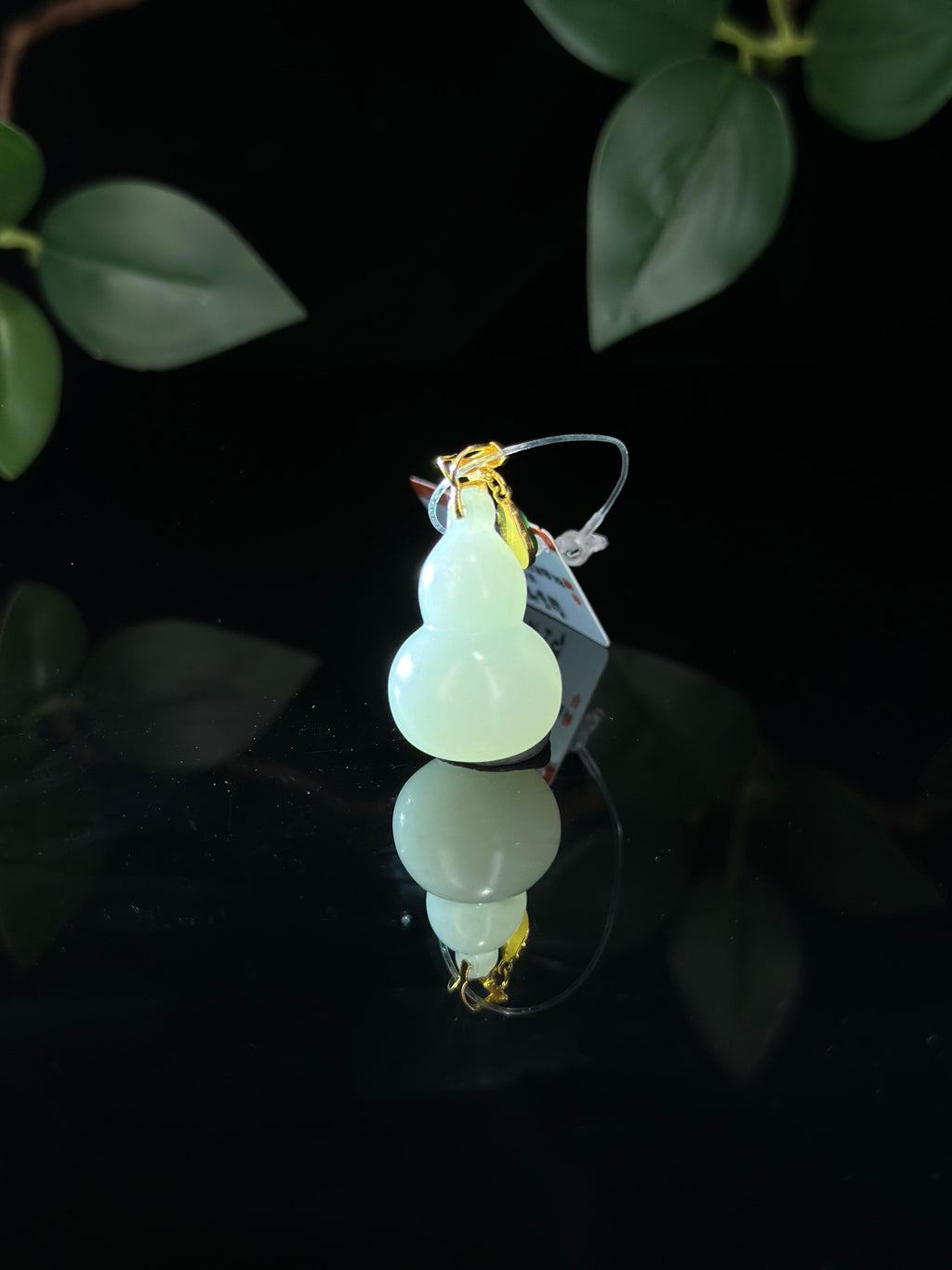中秋特惠，18K金和田玉白玉葫芦吊坠（yc735026）