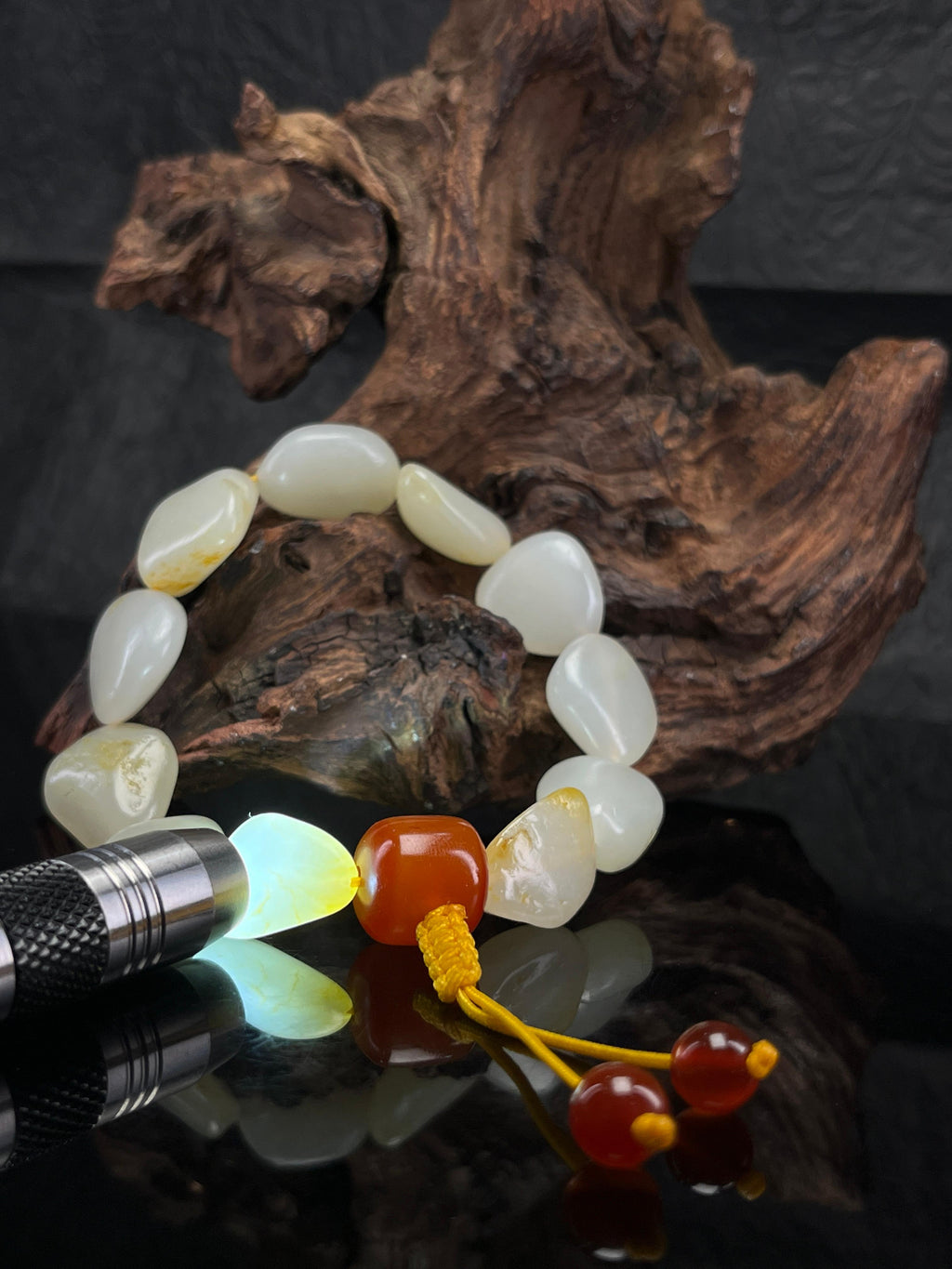 新疆和田玉天然籽料原石白玉手串原籽原皮（yc232506）