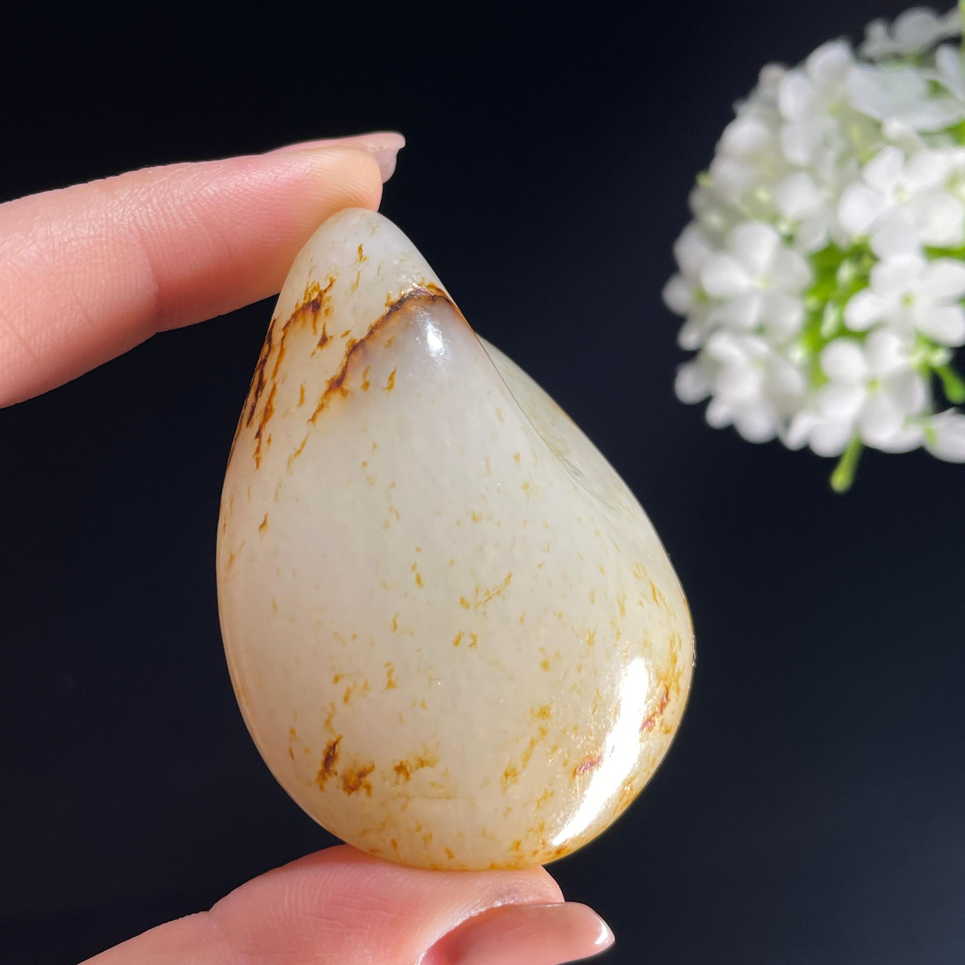 和田玉白玉“星粟漫霜”洒红皮籽料（yc386161）