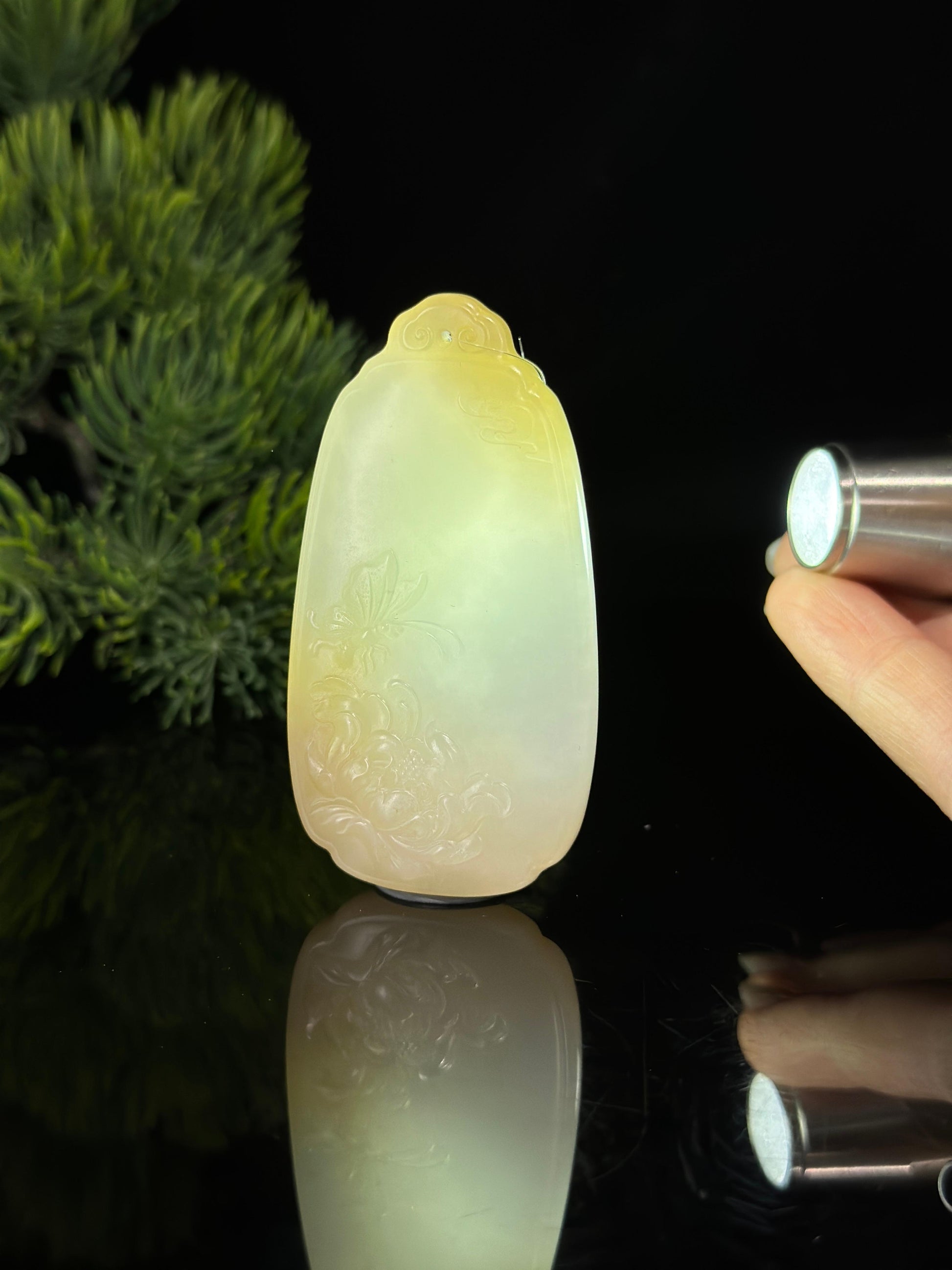和田玉糖白玉蝶恋花挂件（yc482491）