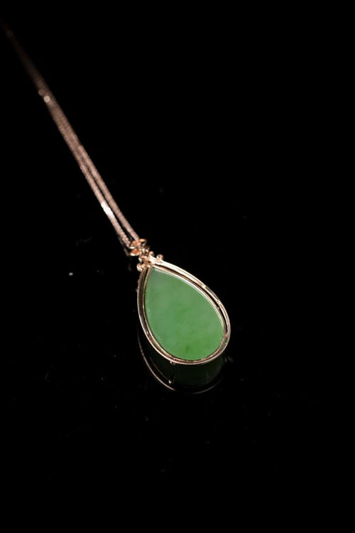 18k玫瑰金镶碧玉水滴型挂件（yc253272）