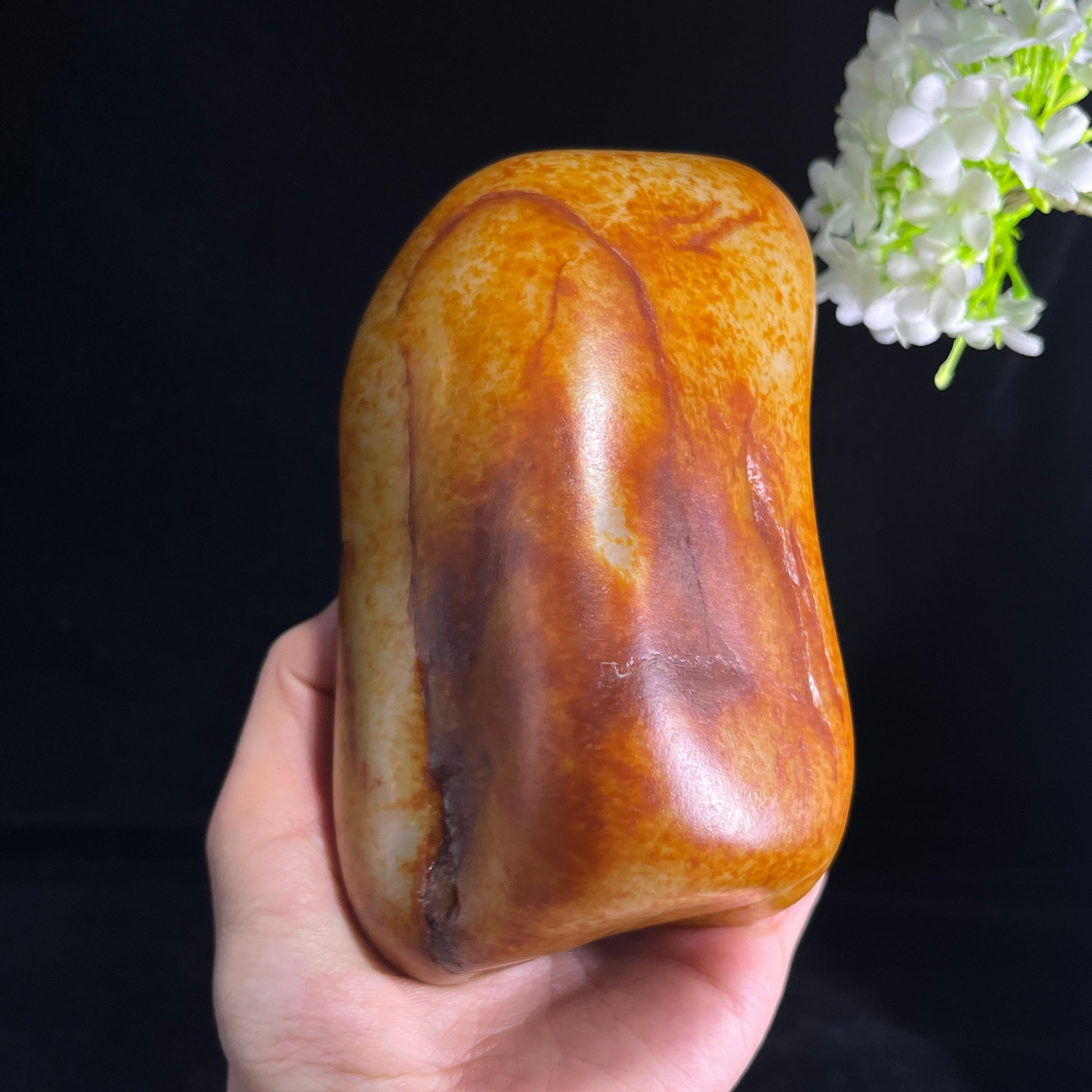 和田玉老熟金包银“金畴凝焰”虎皮洒金籽料（yc385248）