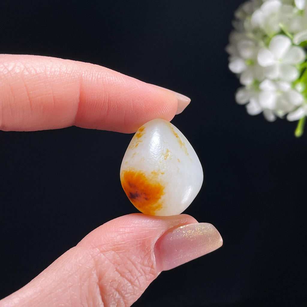 新疆天然和田玉白玉洒金皮聚红皮精品籽料（yc362955）