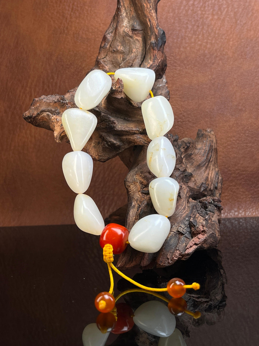 新疆和田玉白玉籽料原石手串独籽无修（yc229206）