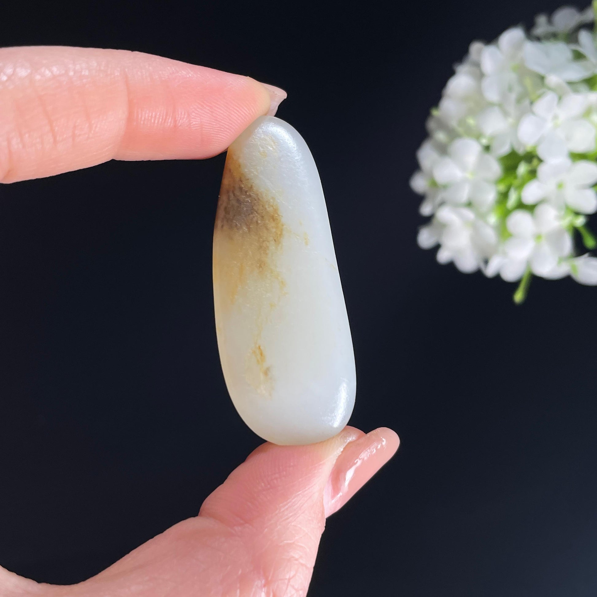 2026.4.9广告流，和田玉白玉“江痕浅黛”秋梨皮籽料（yc386336）