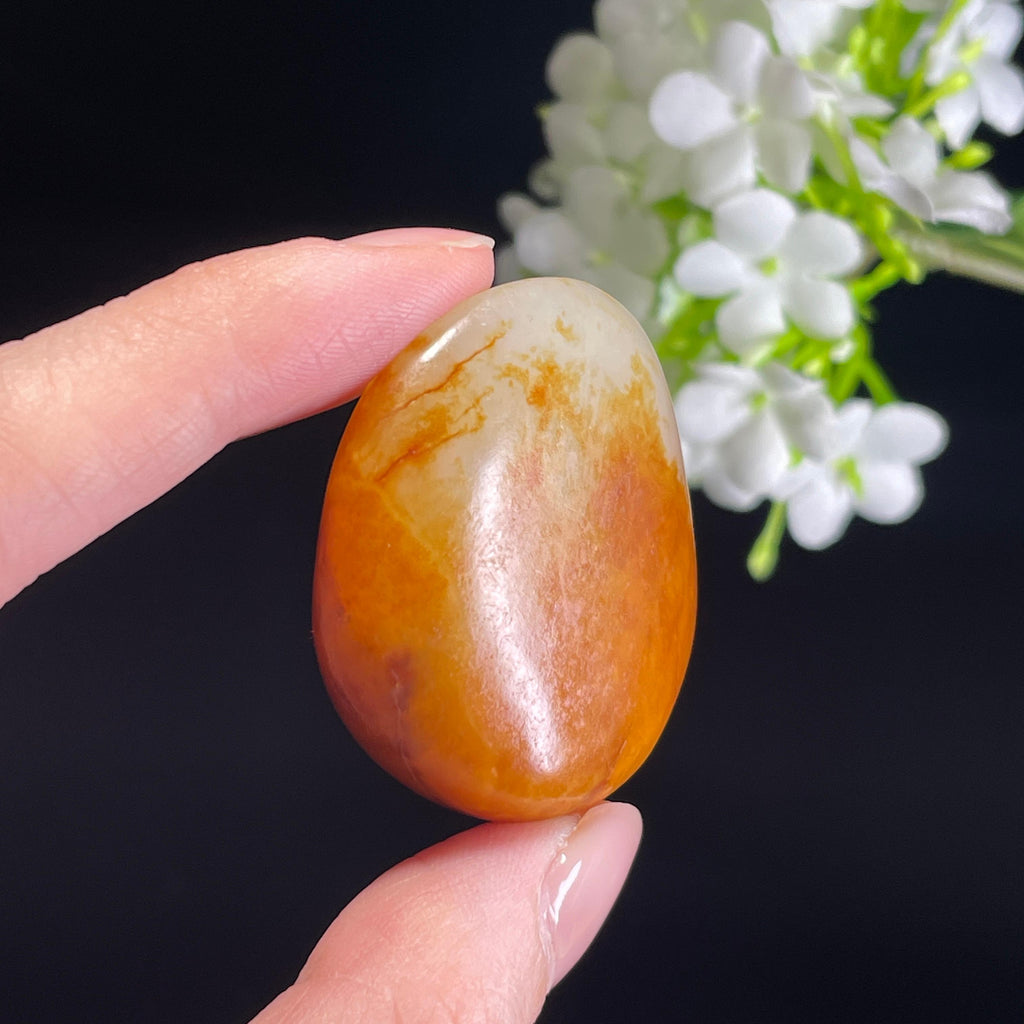 和田玉高青白“火焰霜华”红皮白肉籽料（yc327221）