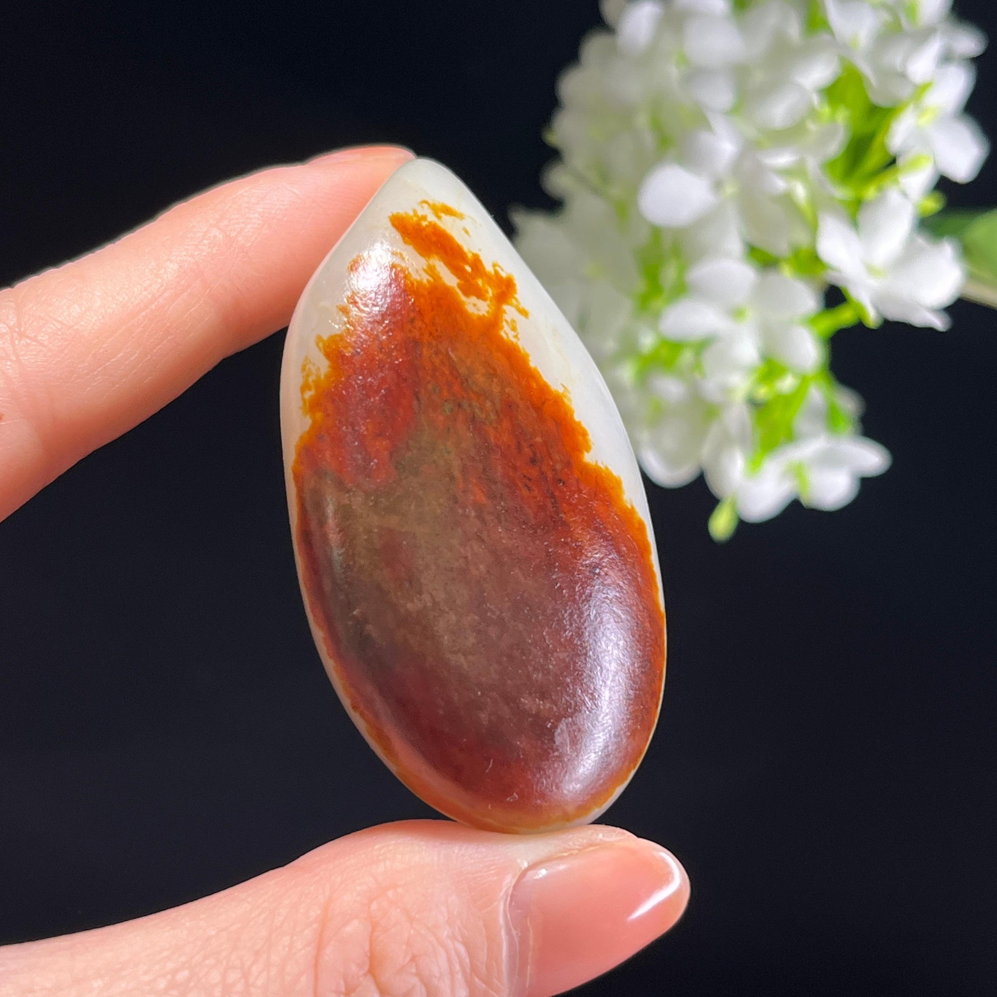 和田玉白玉枣红皮“余霞散绮”红皮白肉籽料（yc345764）