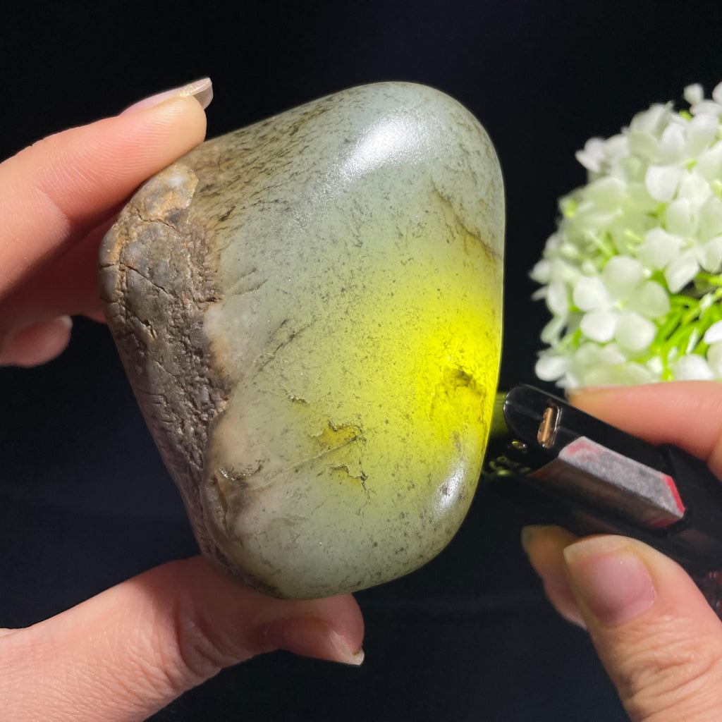 新疆天然和田玉“苍烟落照”油库皮籽料（yc408705）