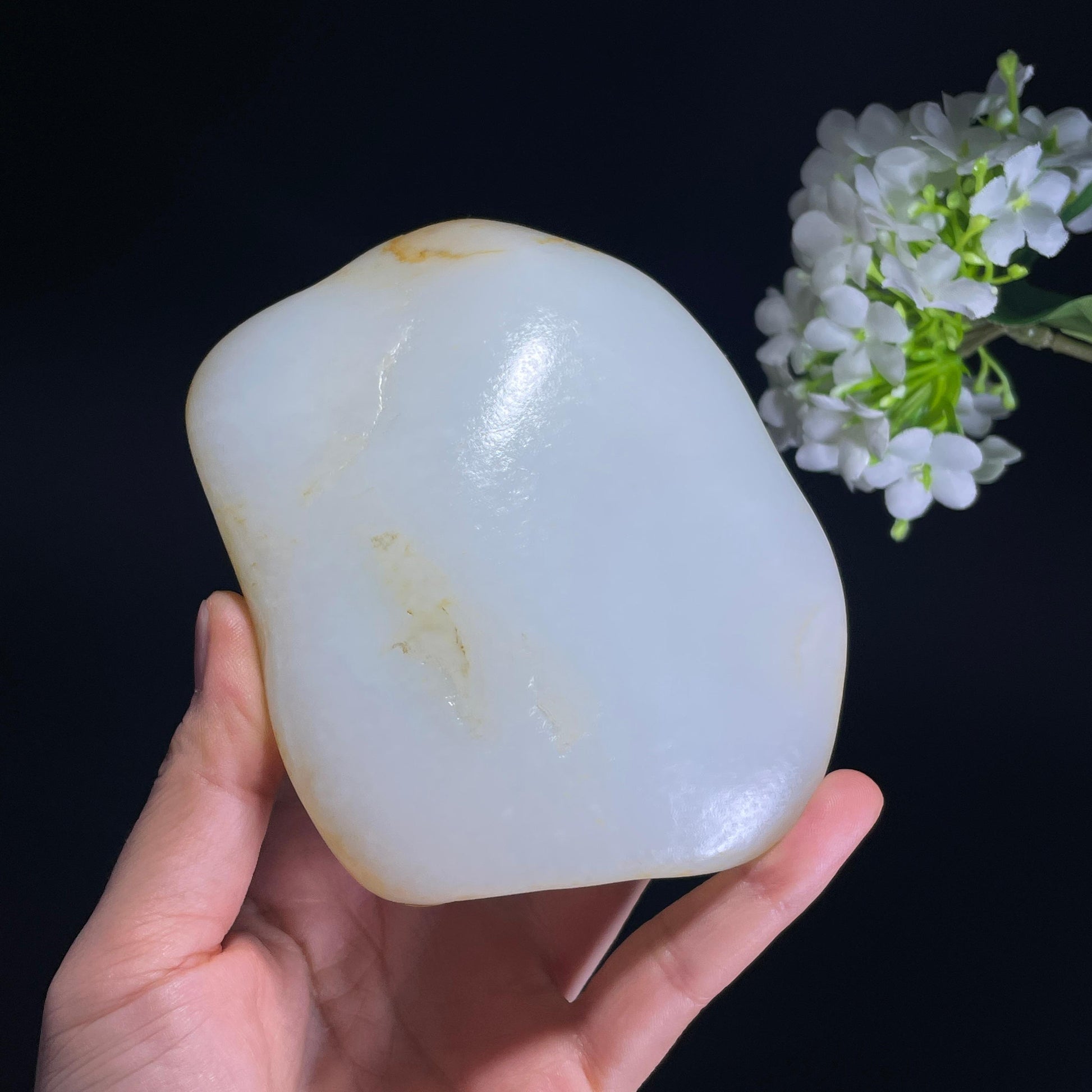 和田玉白玉“星河坠梦”洒金聚黄皮籽料（yc324086）
