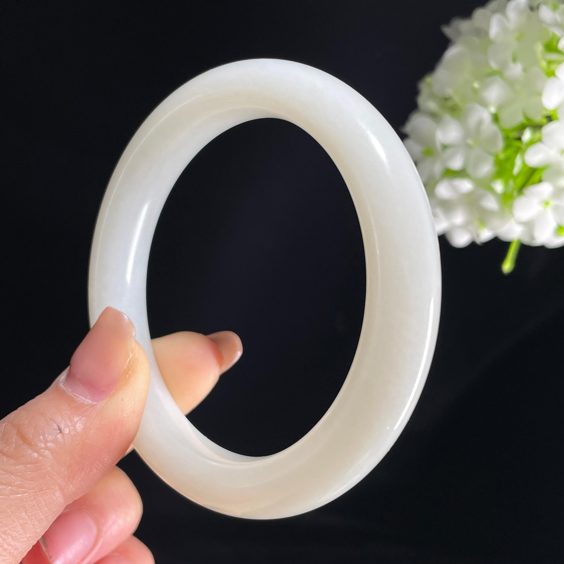 和田玉白玉手镯（卡59）（yc393147）