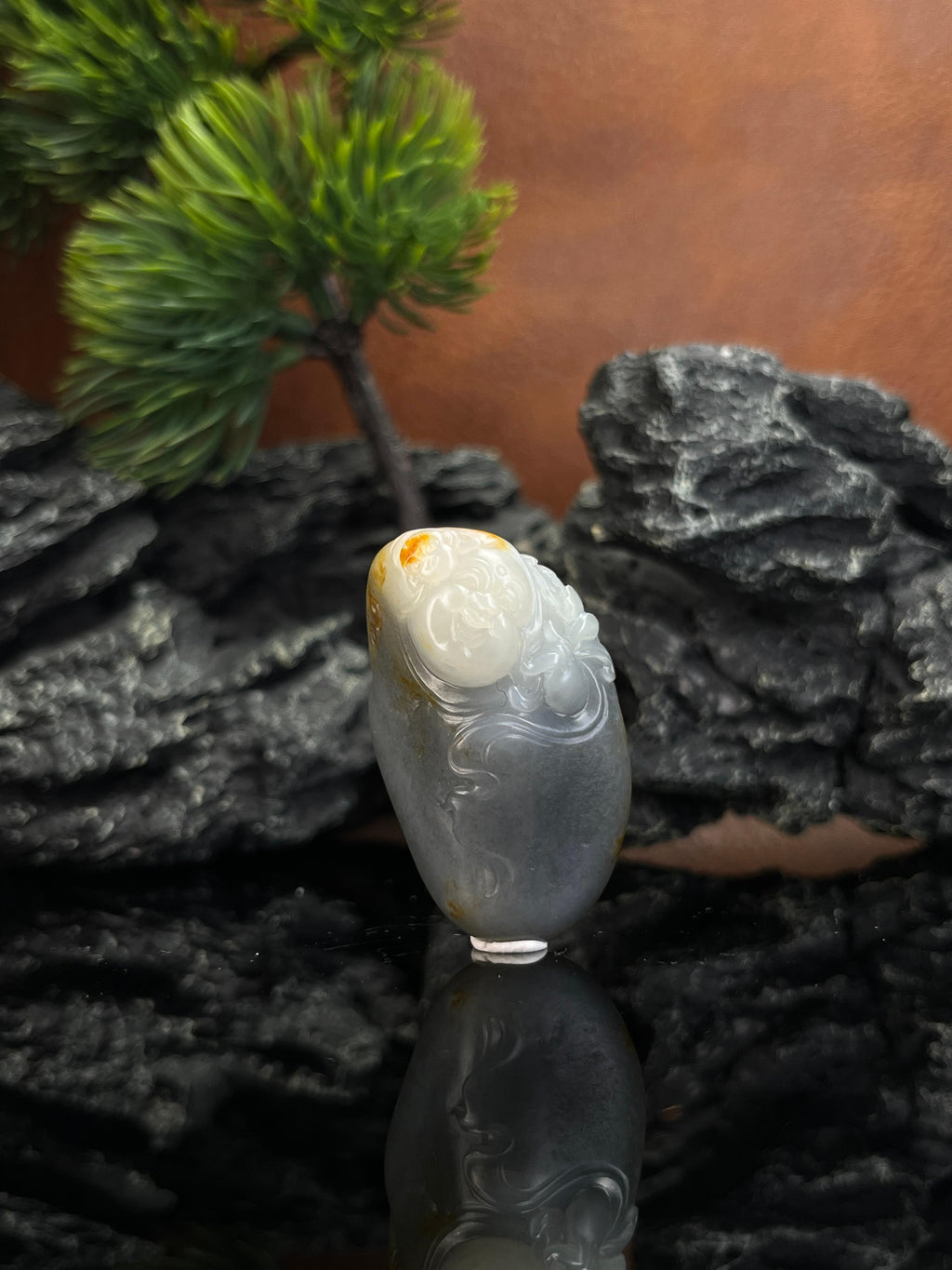 和田玉青花弥勒佛雕刻挂件（yc222784）