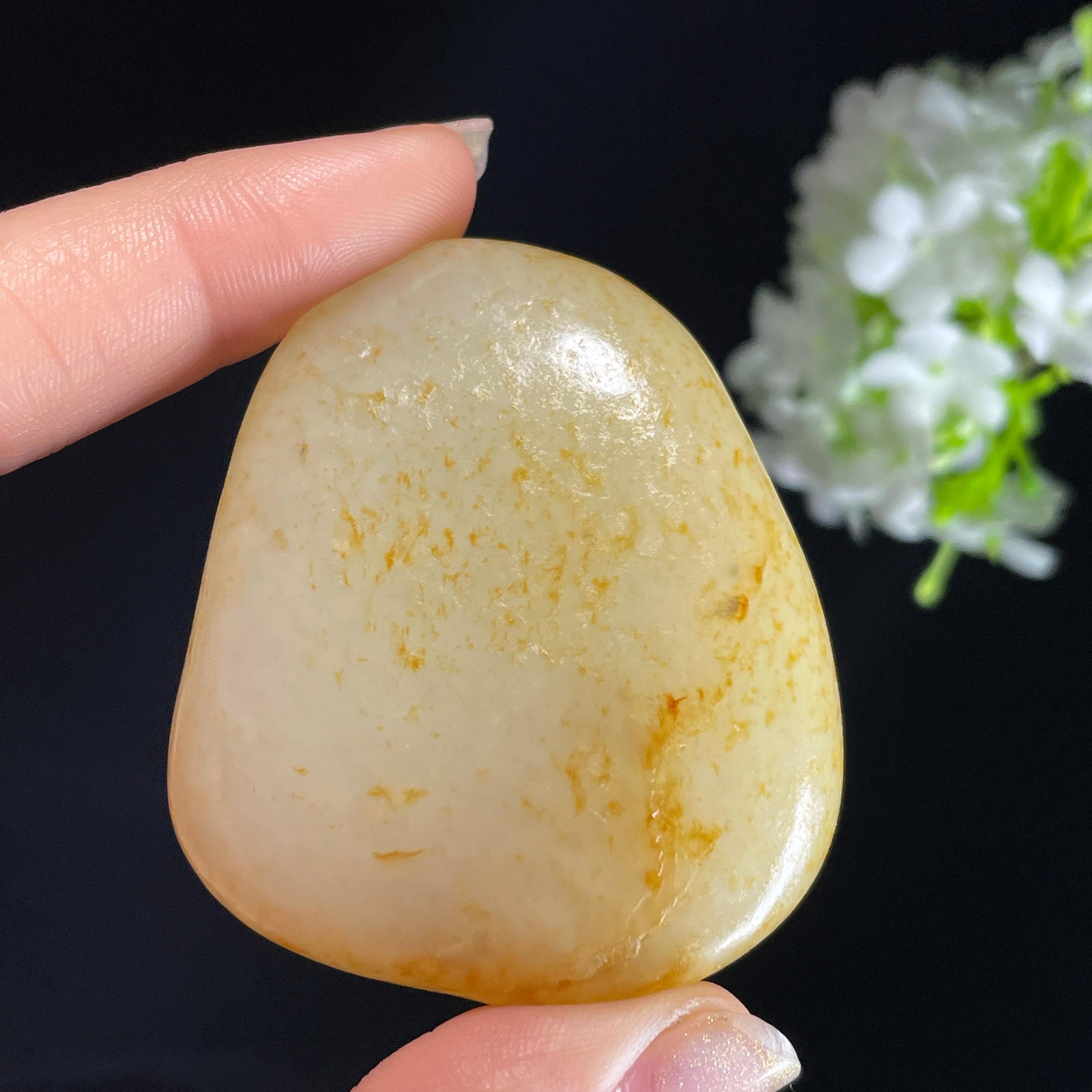 和田玉白玉“金雨落霜”洒金皮籽料（yc413362）