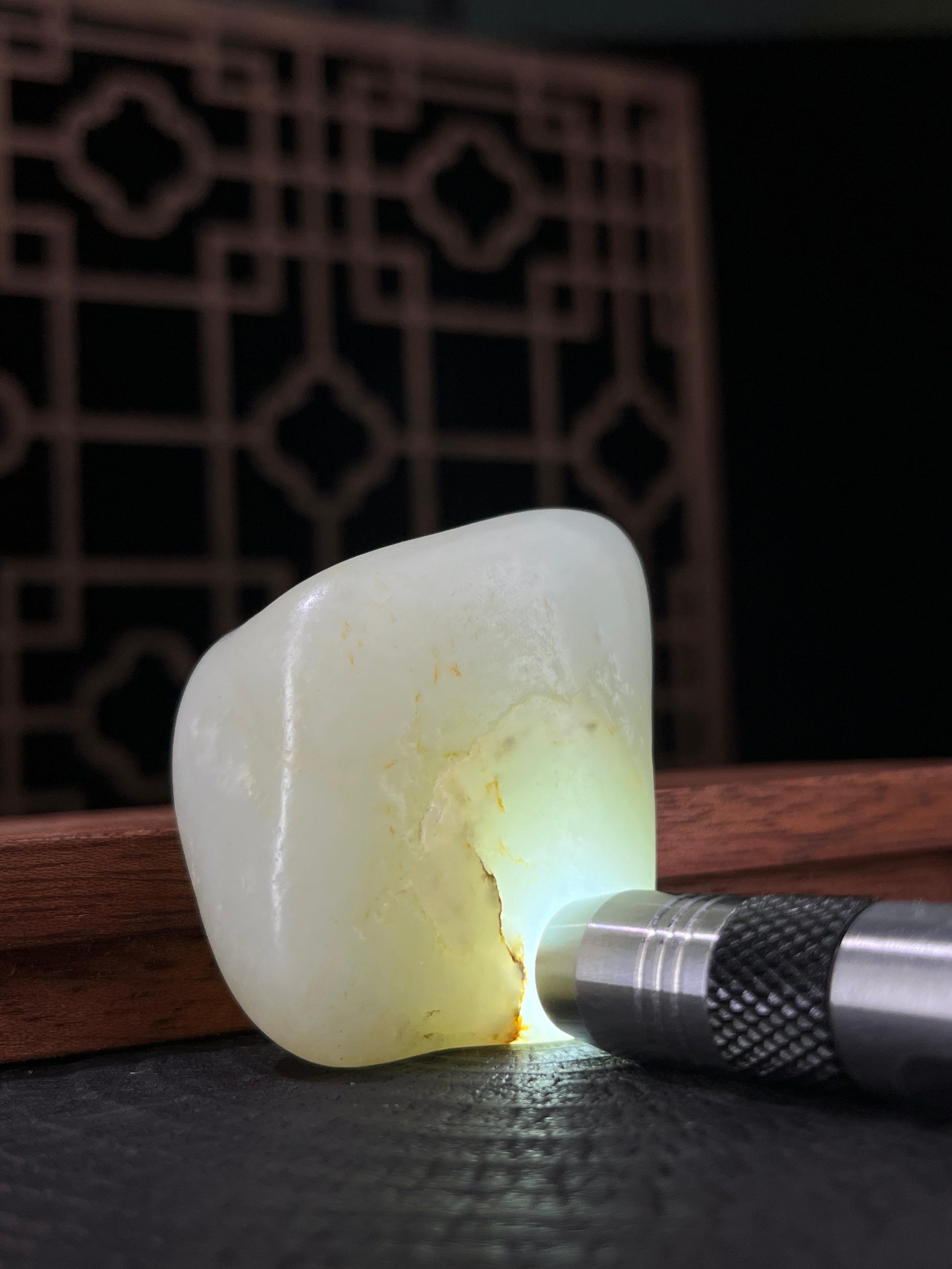 新疆和田玉白玉籽料原石洒金皮挂件6（yc233949）