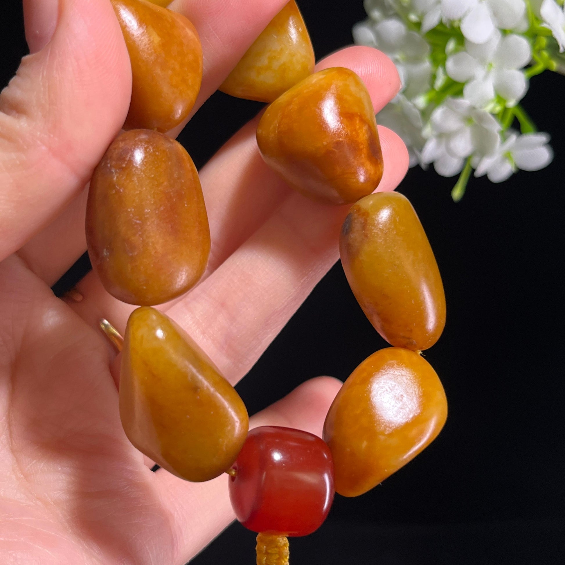 和田玉黄沁原籽手串（yc381698）
