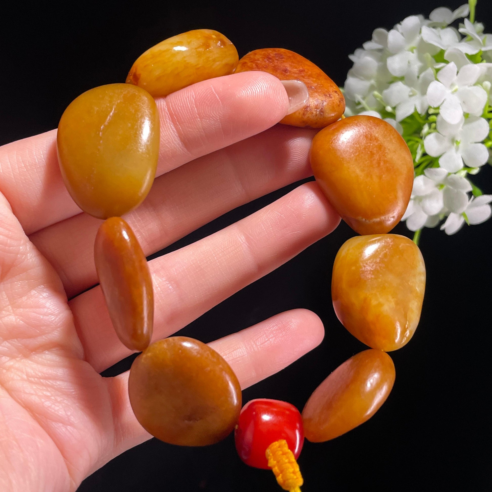 和田玉黄沁红沁原籽手串（yc381847）