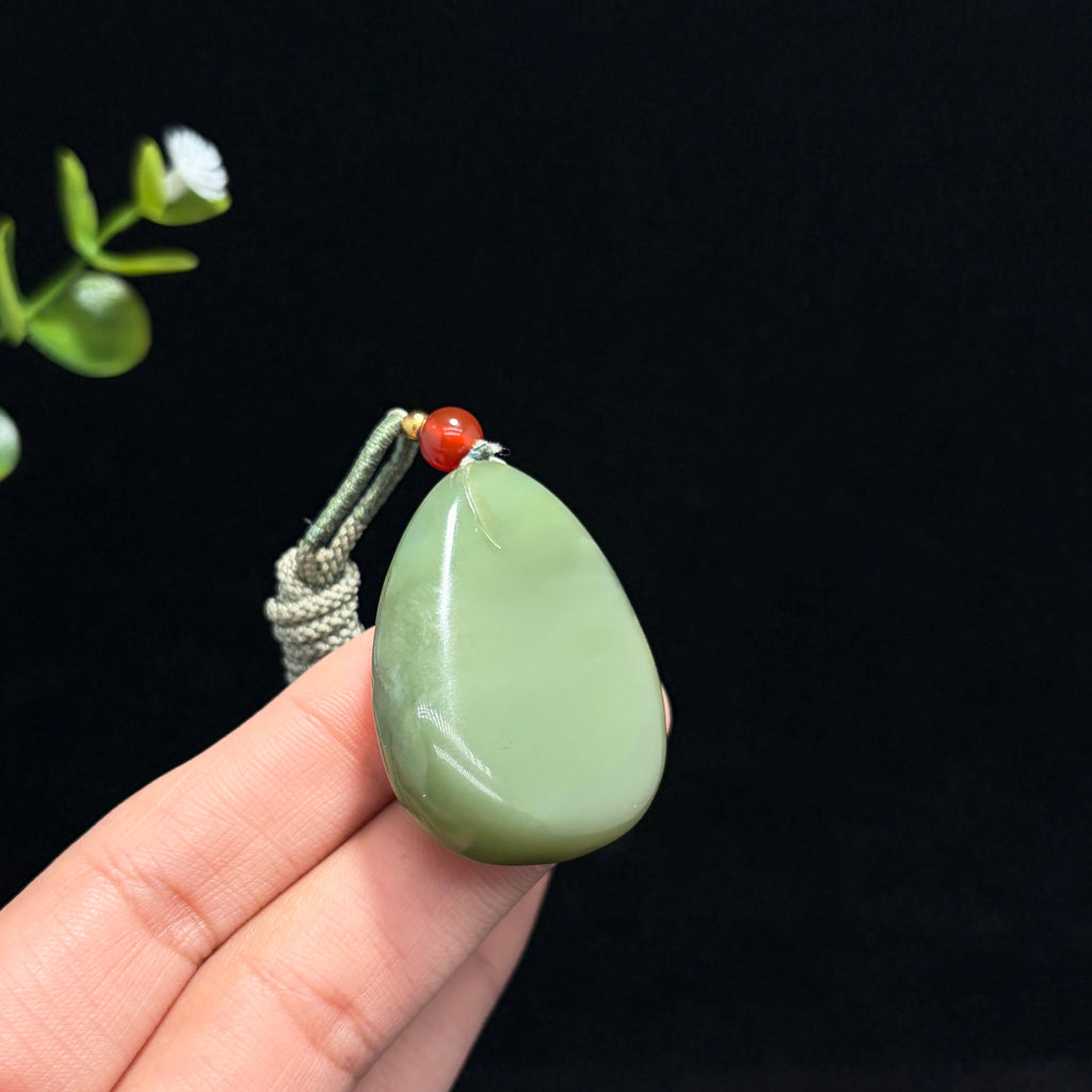 和田碧玉粉青蝶恋花挂件（yc781614）