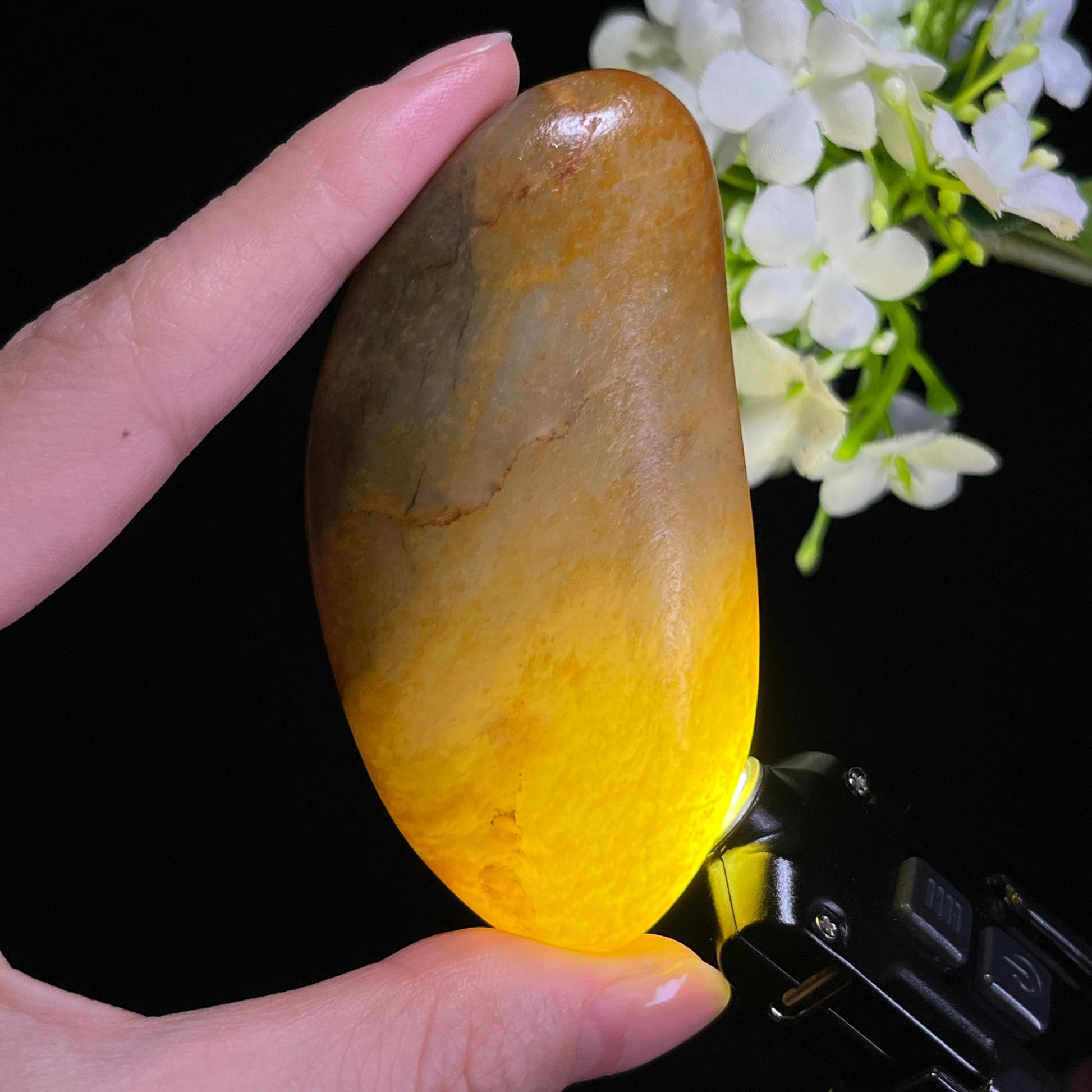 和田玉白玉通体洒金皮“丹砂金芒”特色籽料原石（yc308148）