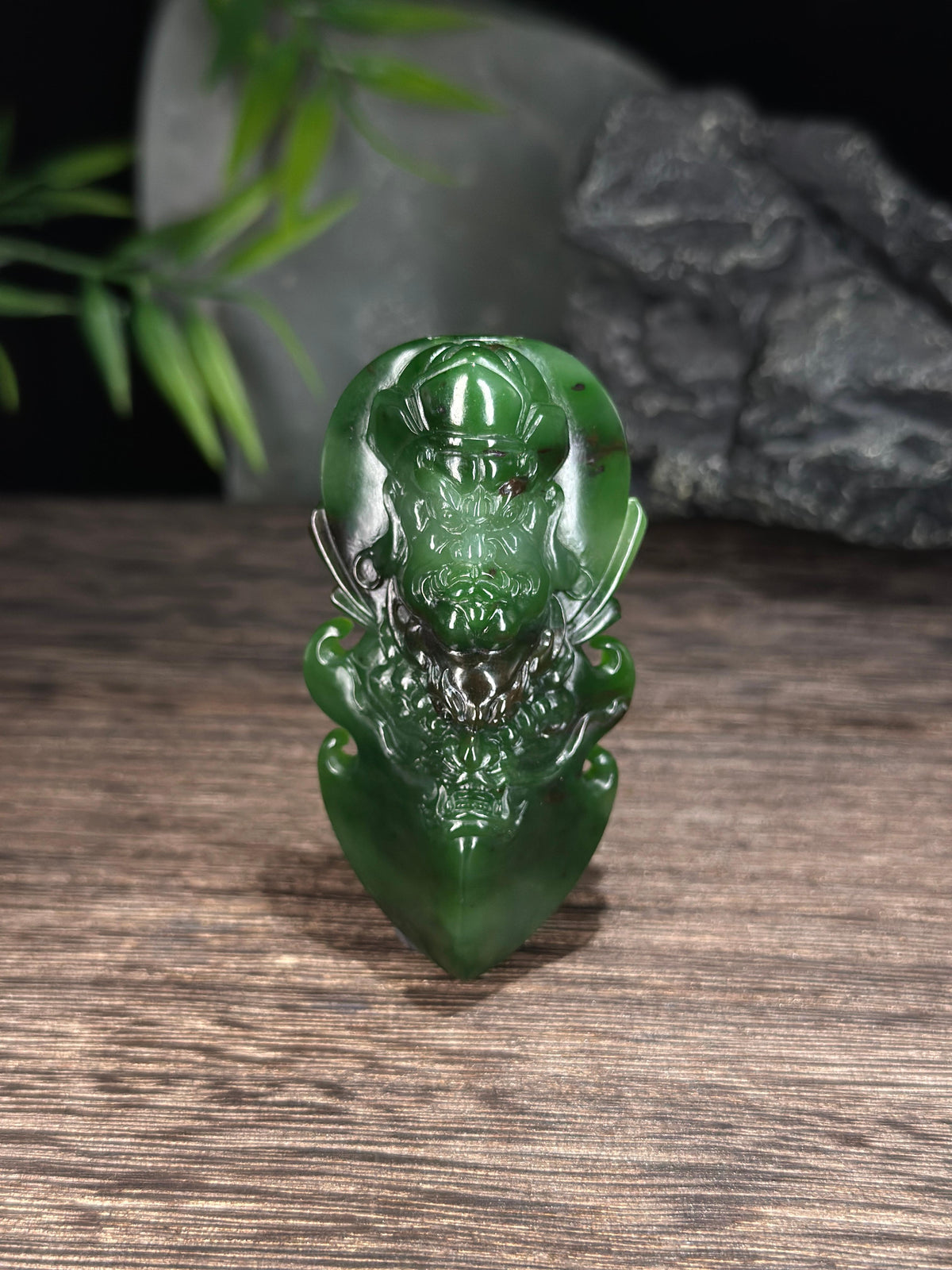 和田玉碧玉大威德金刚雕刻降魔杵挂件（yc728959）