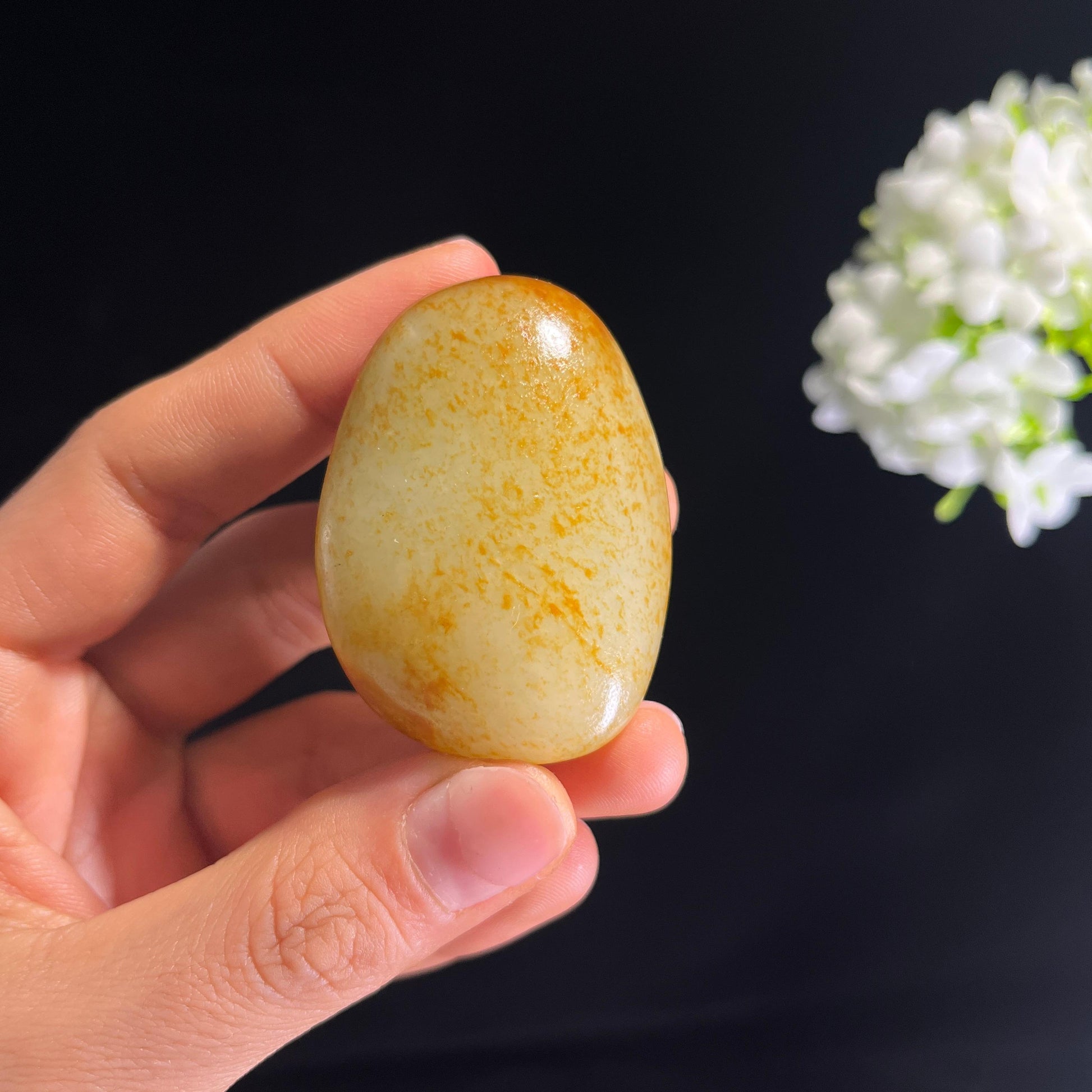 和田玉青白玉洒金皮“金韵凝脂”籽料原石（yc279529）