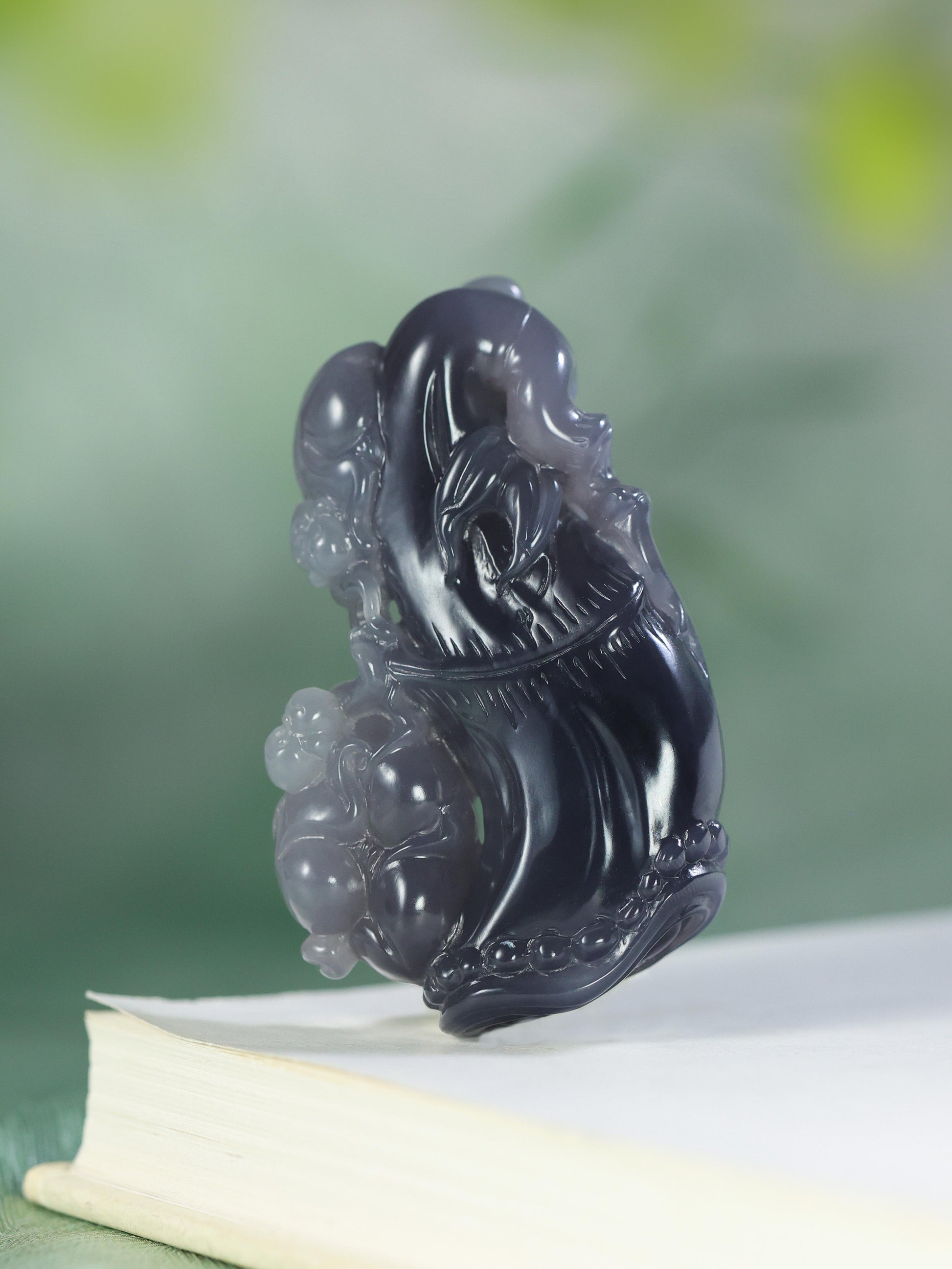 和田玉烟紫竹节吊坠（yc188925）