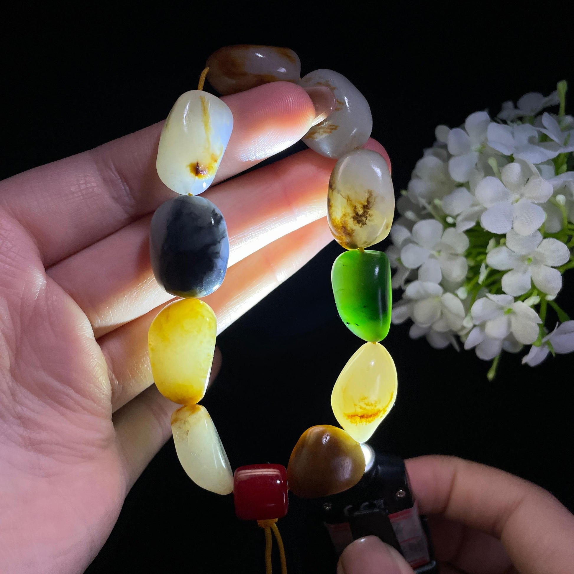 新疆天然和田玉多宝原籽手串（yc382259）