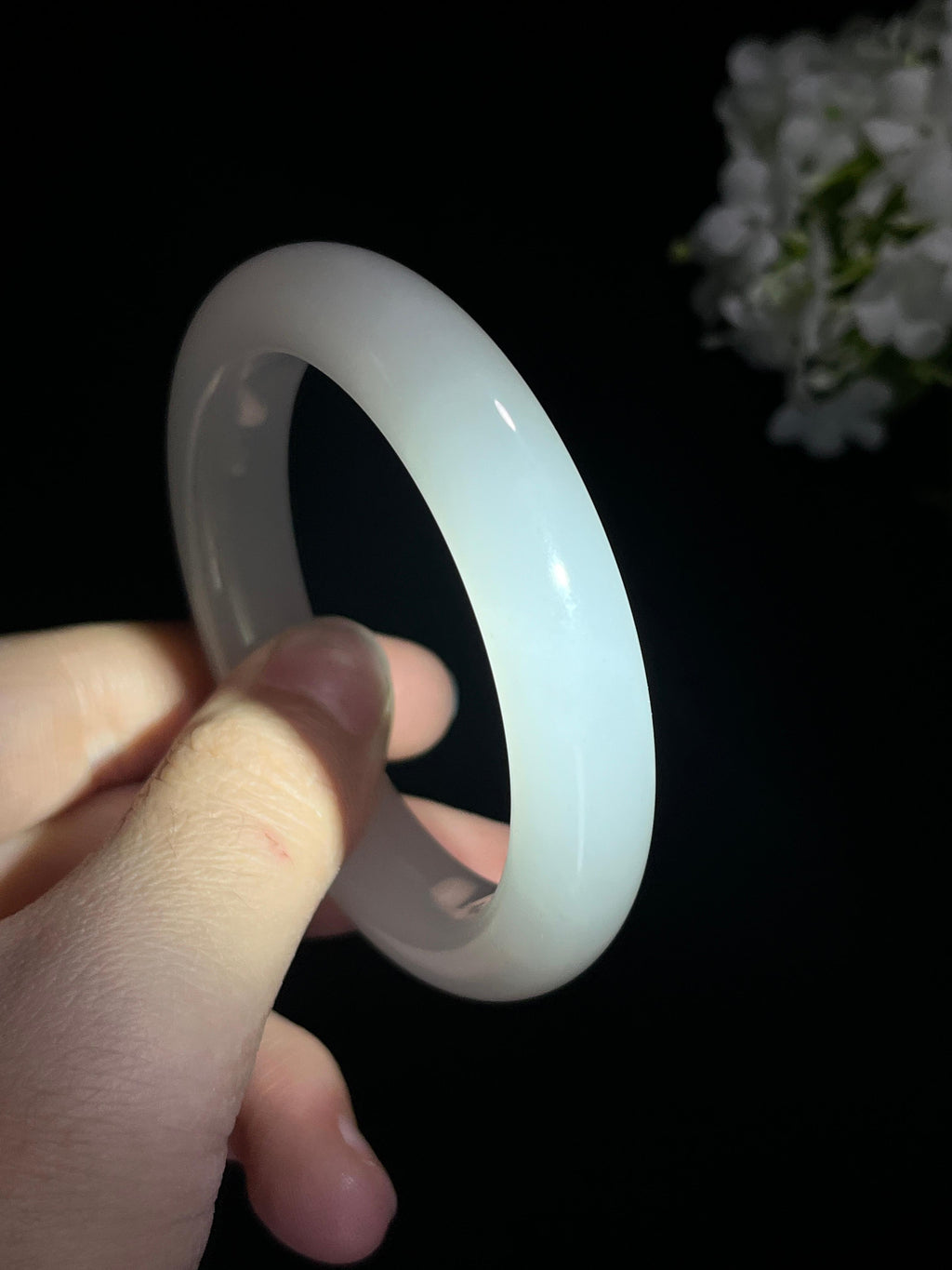 新疆天然和田玉羊脂白玉手镯精品5（卡57）（yc258362）