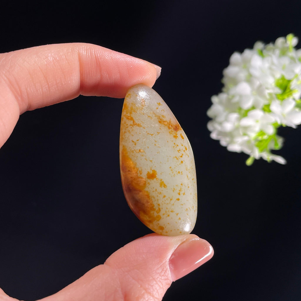 和田玉暖白种洒金皮“霞明玉映”籽料原石（yc284358）