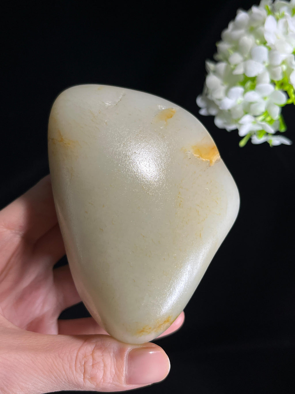 新疆天然和田玉白玉籽料原石洒金皮小摆件（yc266647）