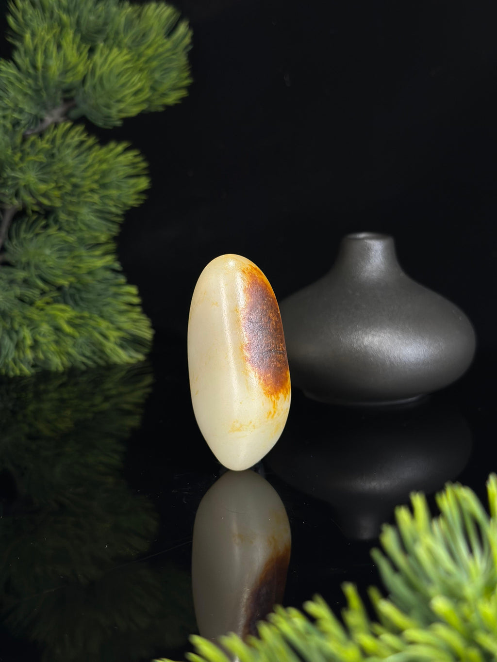 新疆和田玉白玉黑红皮臻品挂件手把两用籽（yc470905）