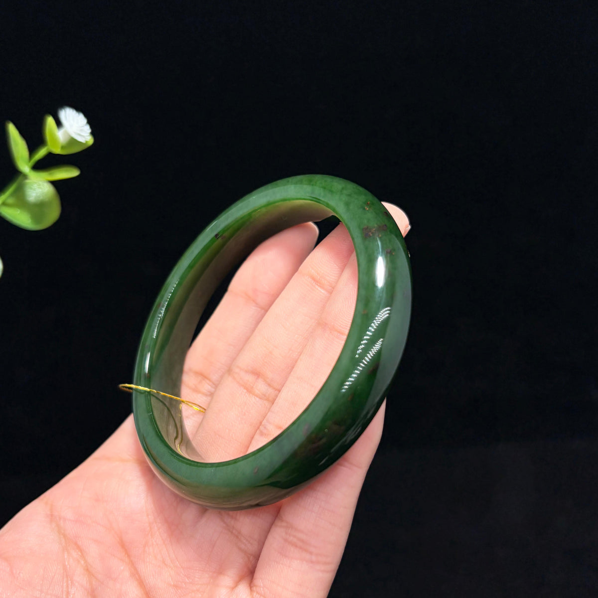 高品质碧玉菠菜绿手镯（yc783782）