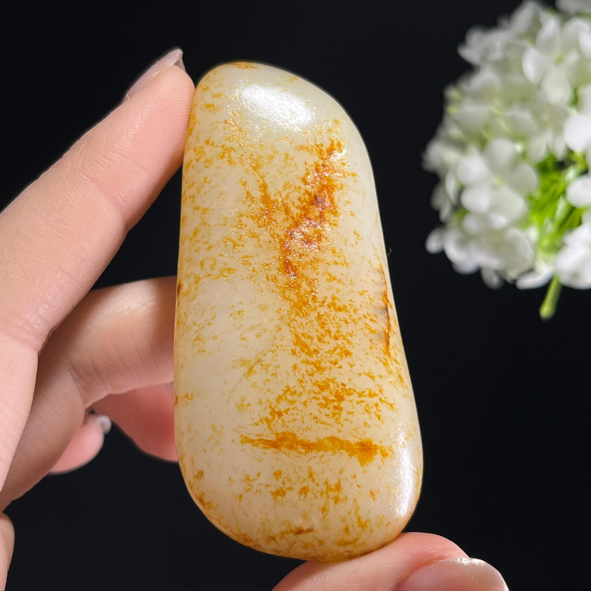 和田玉白玉“秋光叠锦”通体洒金皮籽料（yc353609）