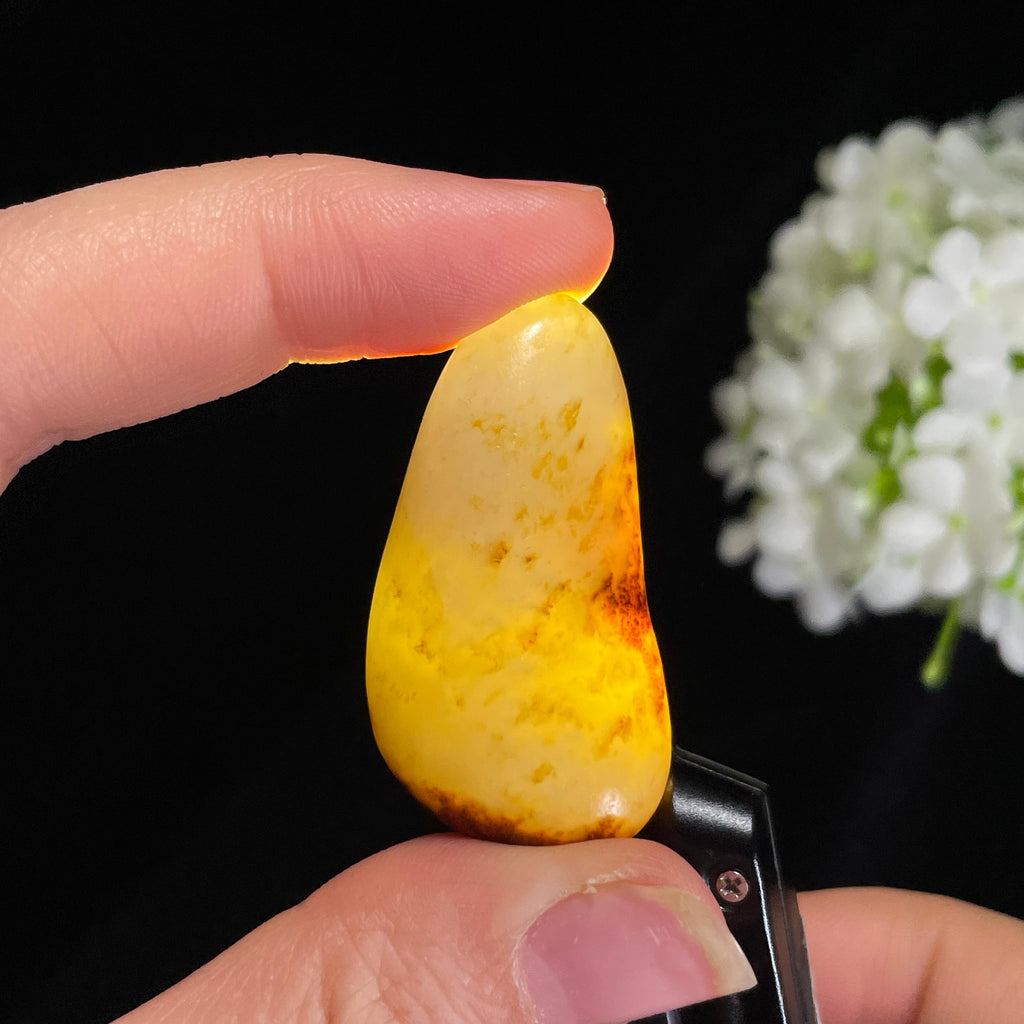 和田玉青白玉“赤痕滴玉”黑红皮籽料（yc417363）