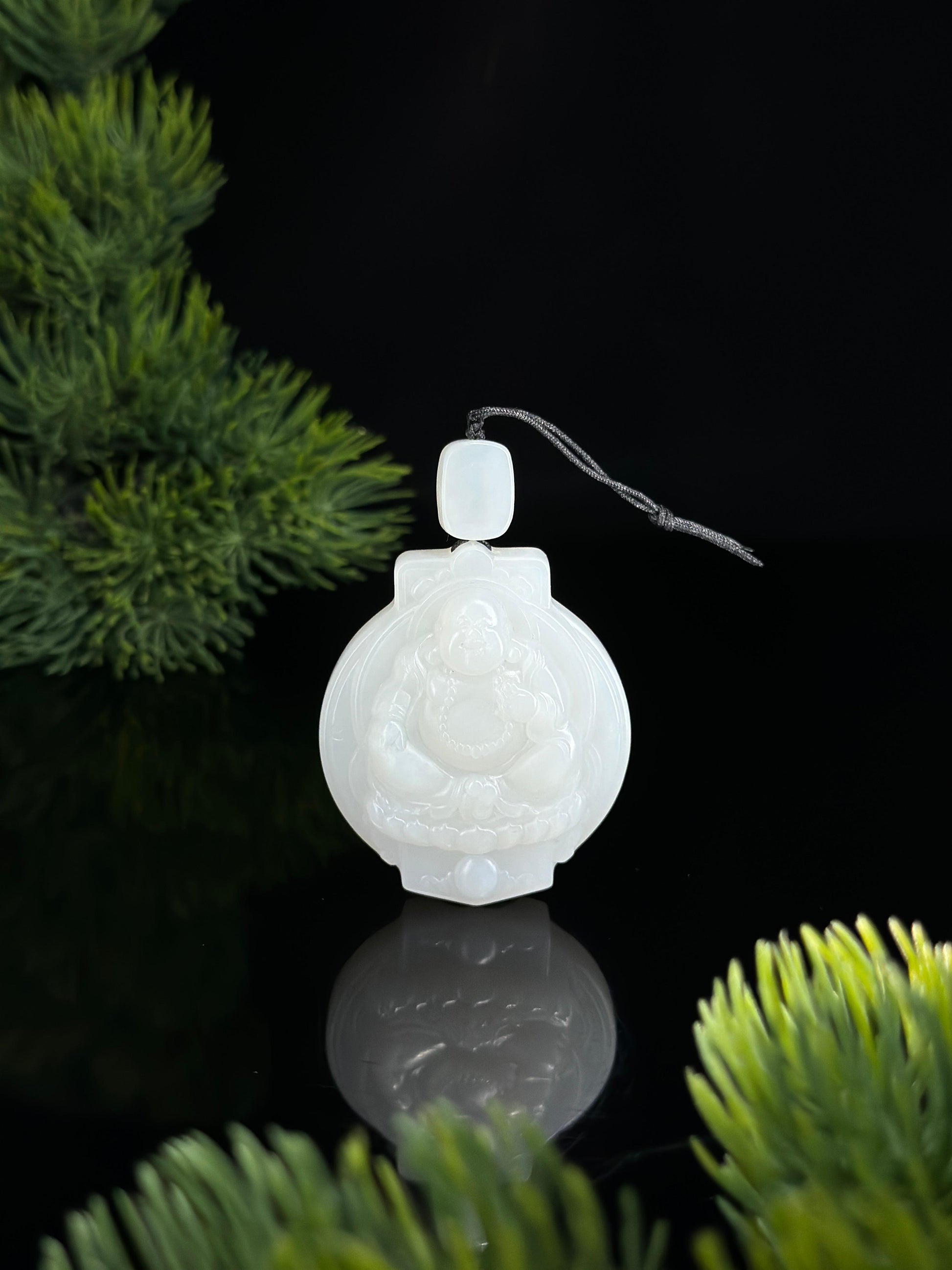 和田玉白玉莲台弥勒挂件（yc484449）